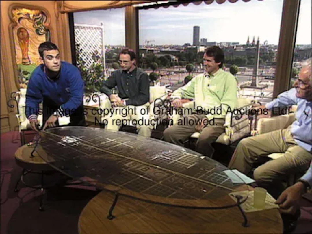 The BBC Television 1998 World Cup presenters' table formerly owned