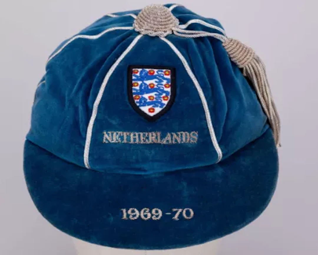 Emlyn Hughes Debut Cap a blue England v. Holland International Debut