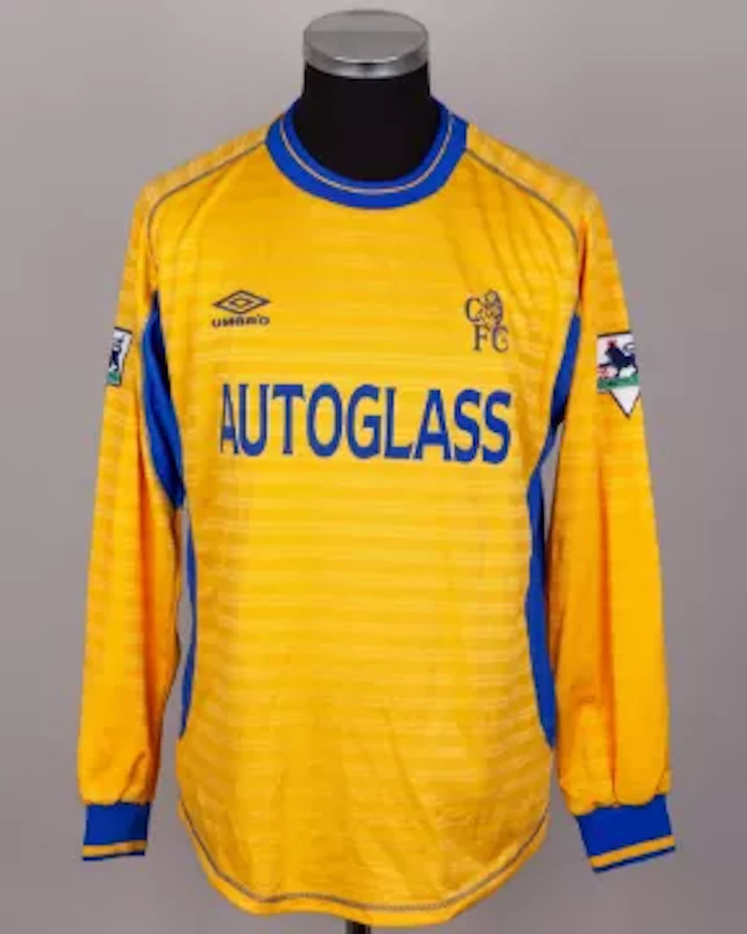 Gianfranco Zola yellow No.25 Chelsea signed long-sleeved away shirt, 2000-01