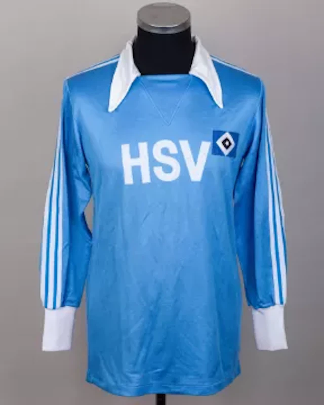 Kevin Keegan a sky-blue and white No.7 Hamburg v. Liverpool match