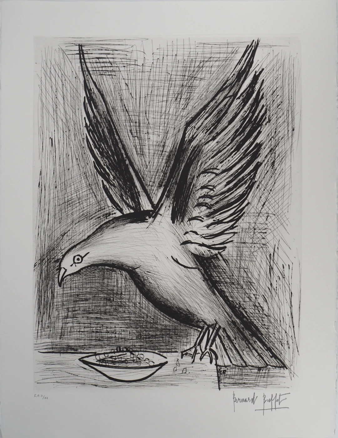 Bernard BUFFET : Bretagne, la Mouette, Gravure originale signée