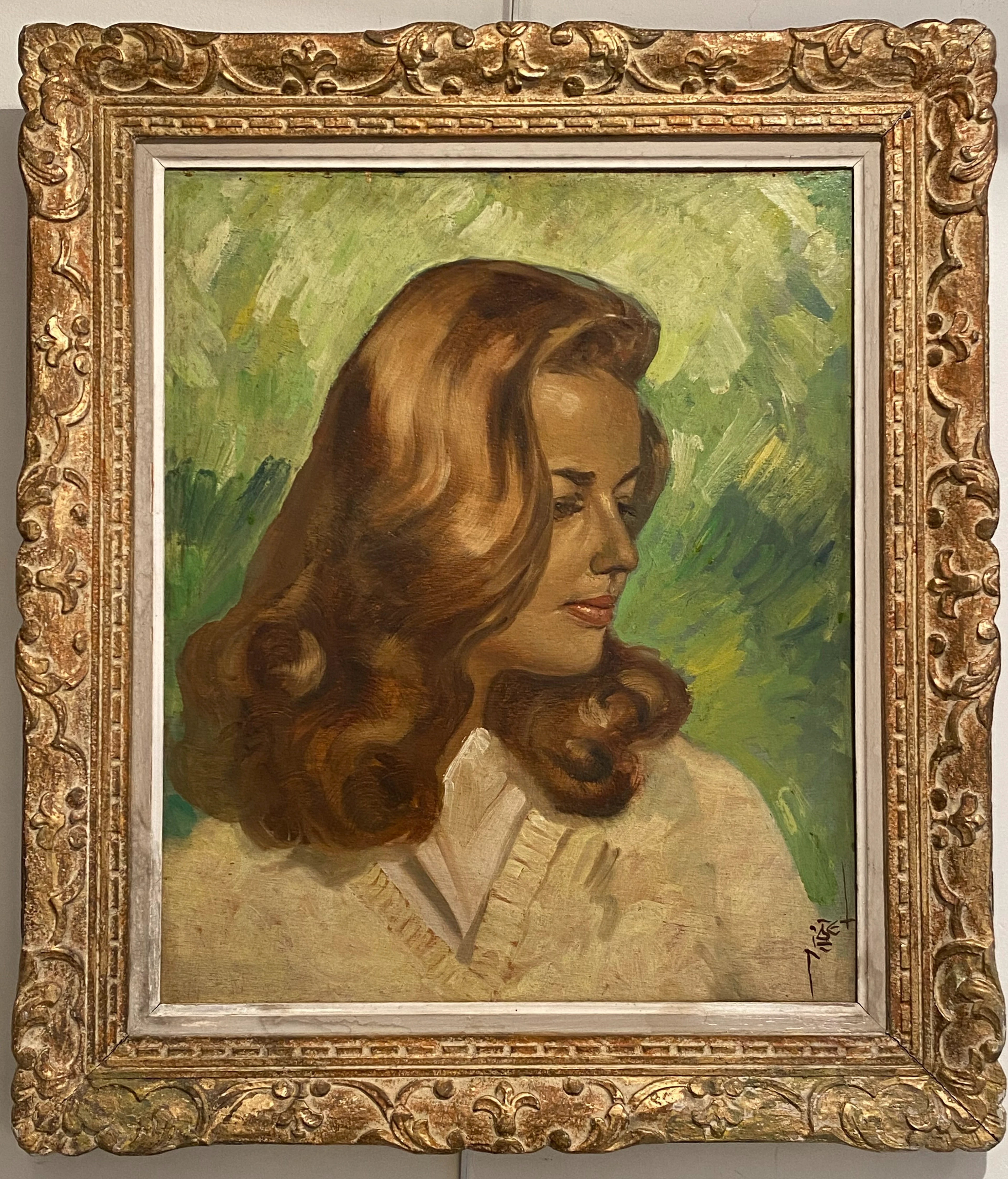 Pierre PIGET - Portrait de Jeanne Moreau, 1955 - Acrylique sur toile