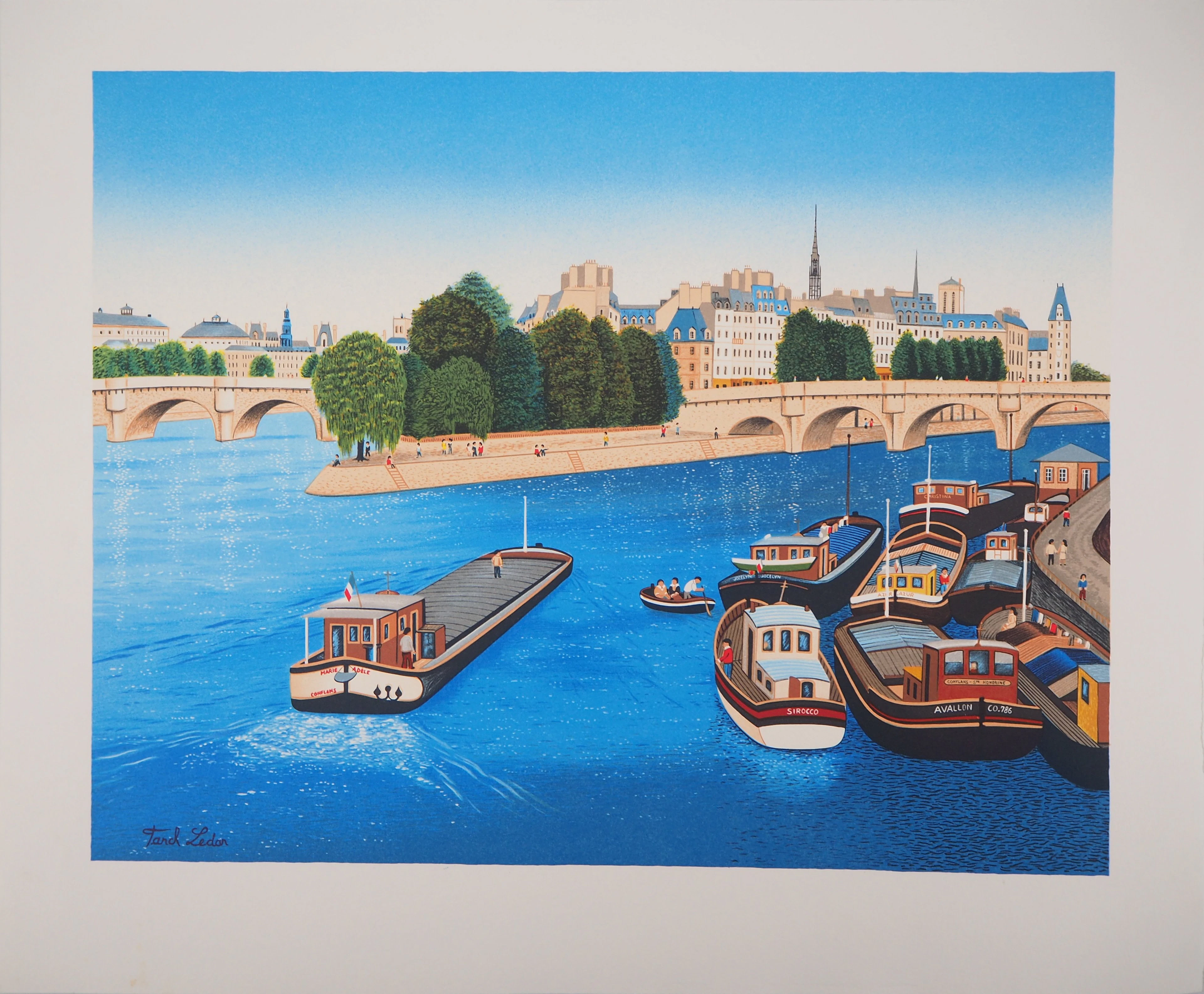 Fanch LEDAN - Paris, L’île Saint Louis et Notre Dame - Lithographie