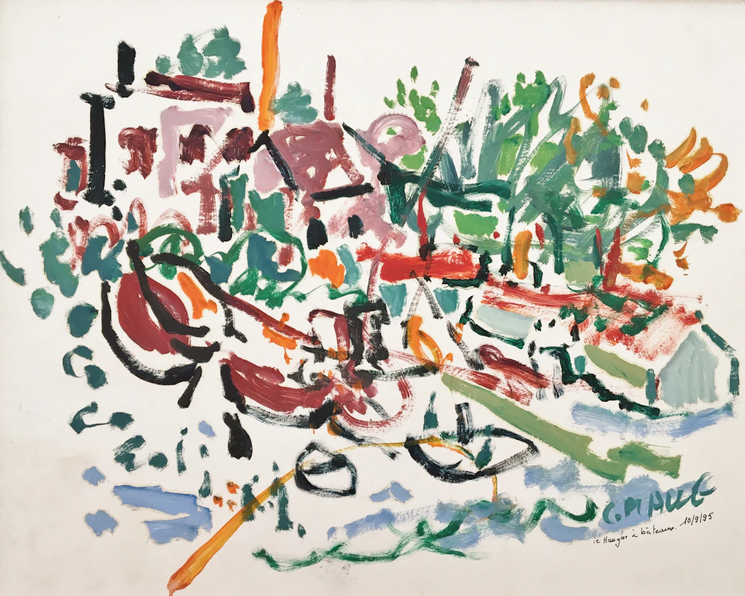 Charles MALLE - Honfleur, le hangar à bateaux, 1995 - Gouache originale signée