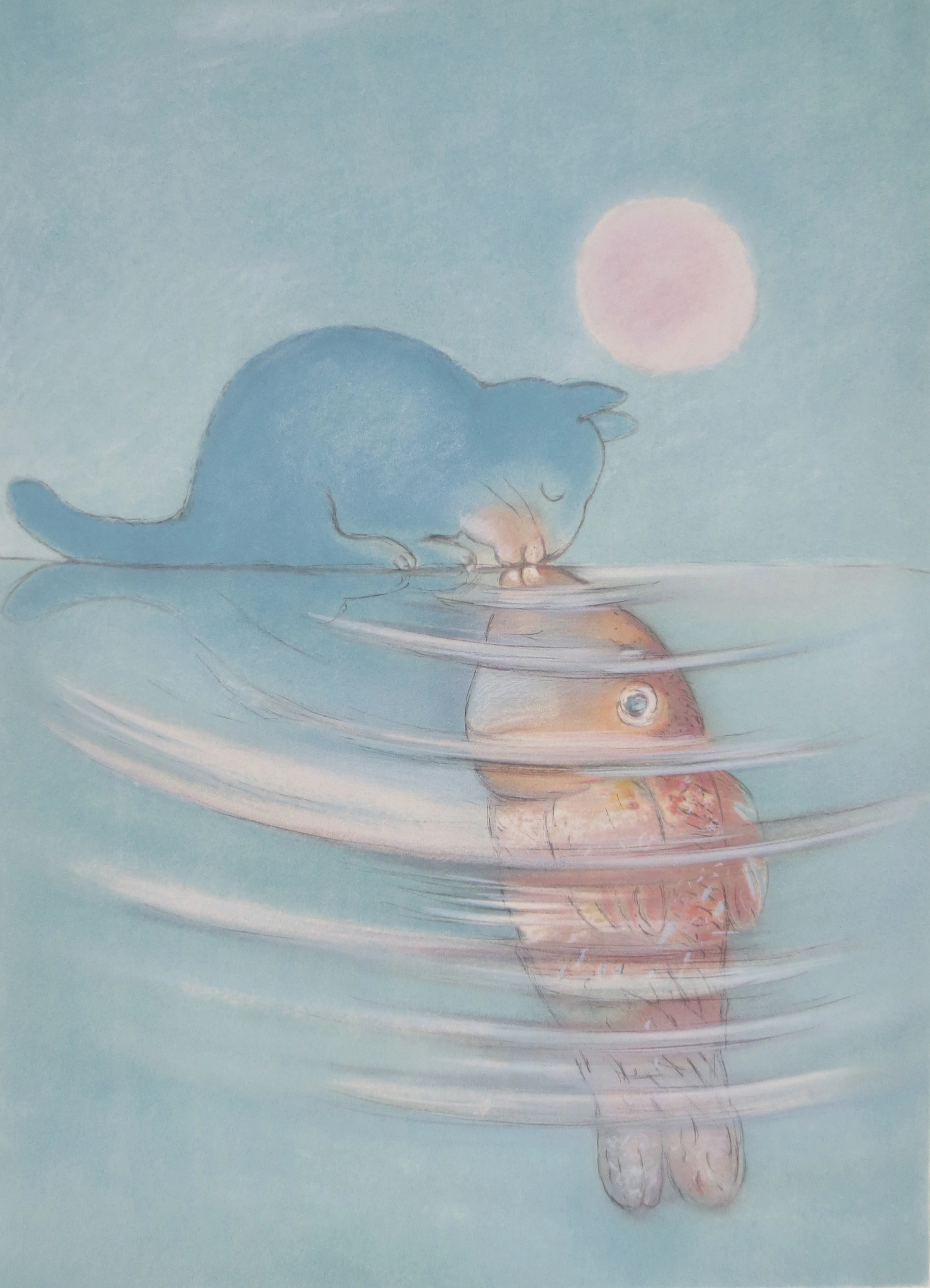 André DAHAN - Le poisson et le chat, 1997 - Lithographie signée et dédicacée
