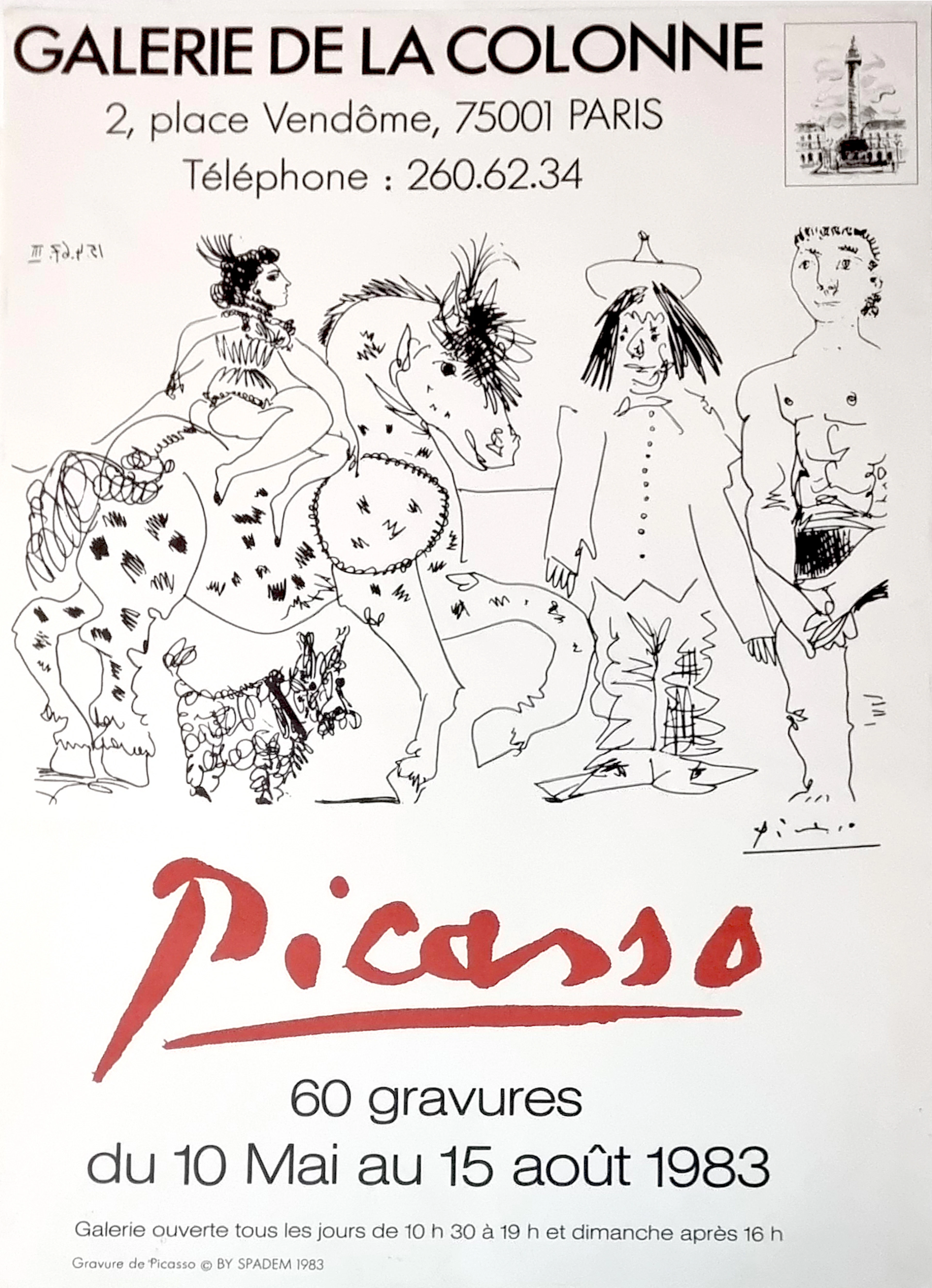 Pablo Picasso (d’après), affiche Galerie de la Colonne, 1983