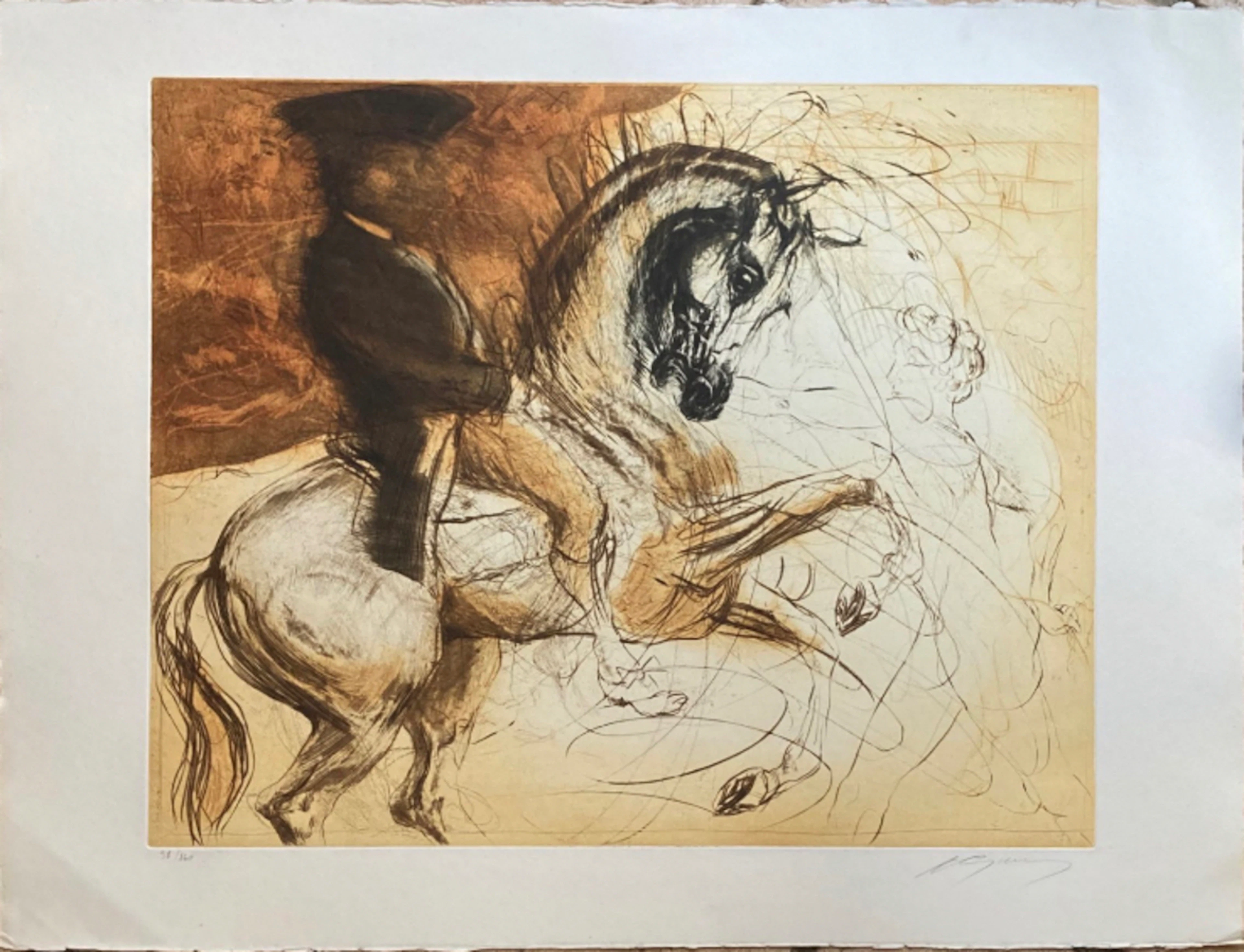 Jean-Marie GUINY - Le Cavalier, 1985, gravure