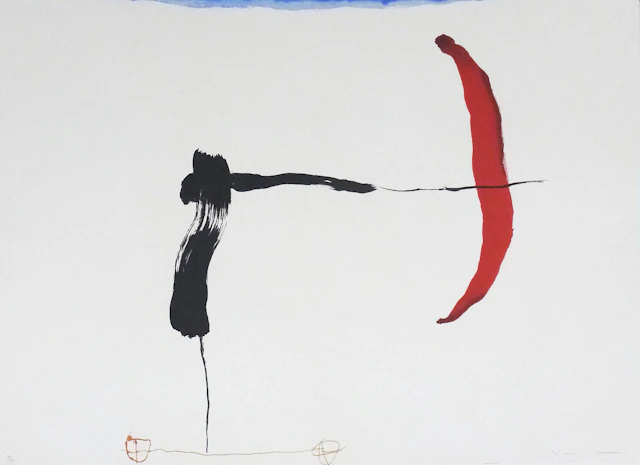Josep Maria RIERA I ARAGO - Avion negro y rojo en angulo, 2010, gravure