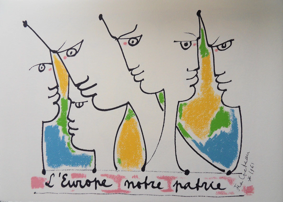 Jean COCTEAU (d’après) : Europe, questions sérieuses, Lithographie, 1961