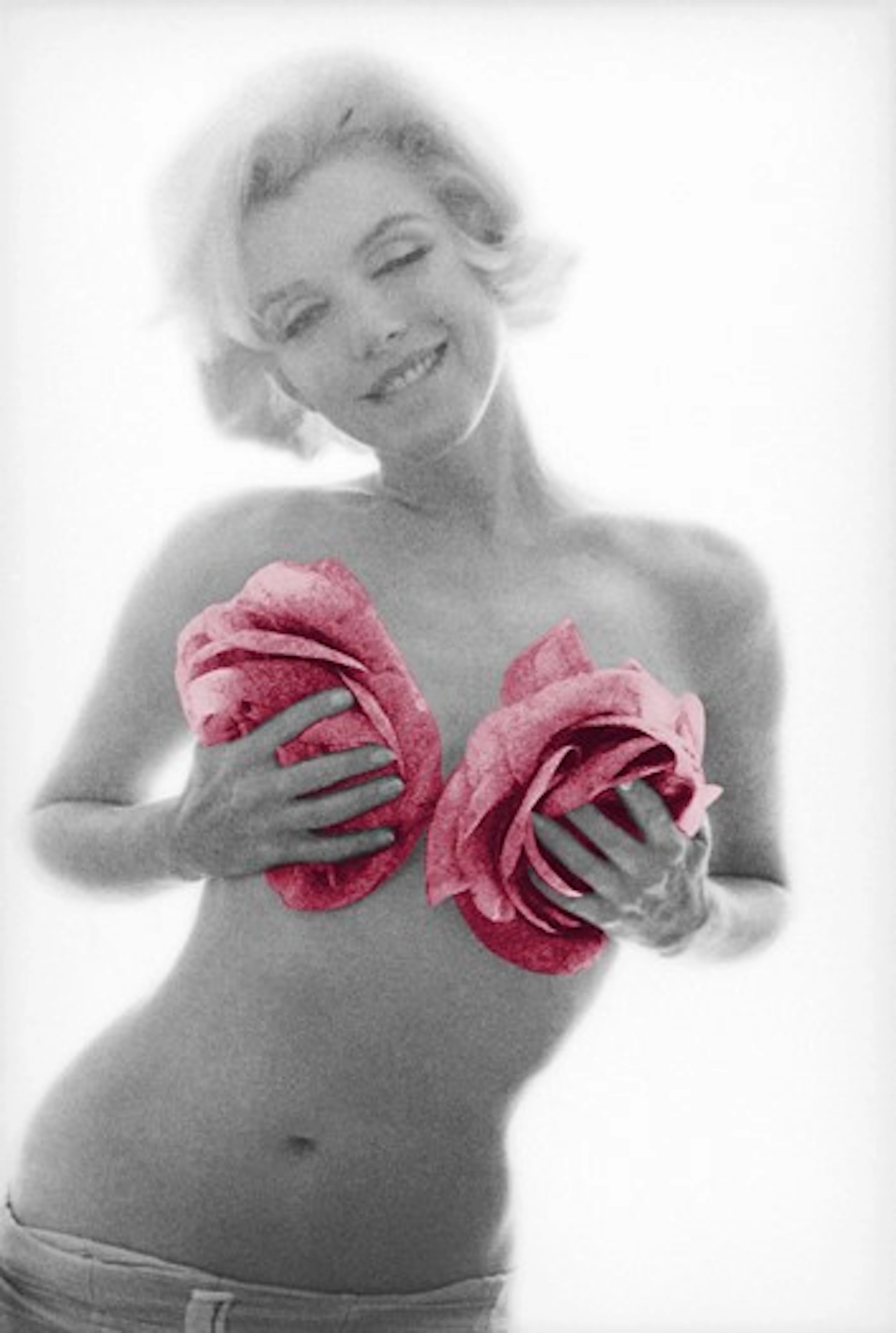 Bert STERN - Marilyn Monroe pink roses Grand Format, 2011 - Photographie signée