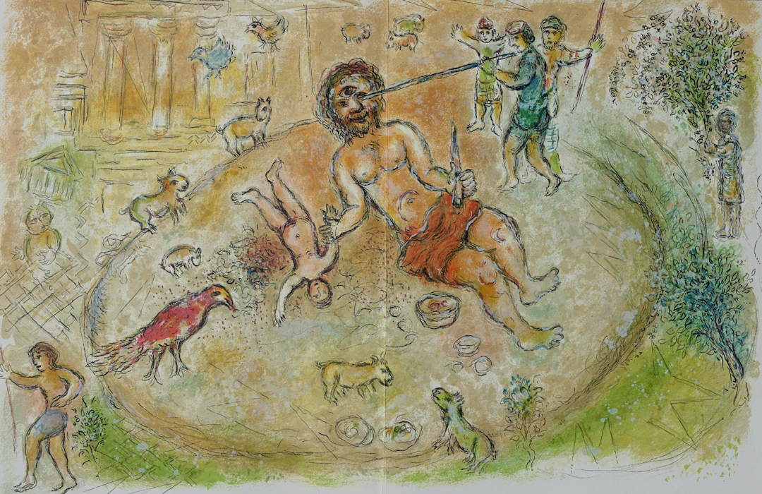 Marc CHAGALL : Polyphème le cyclope, Lithographie, 1989
