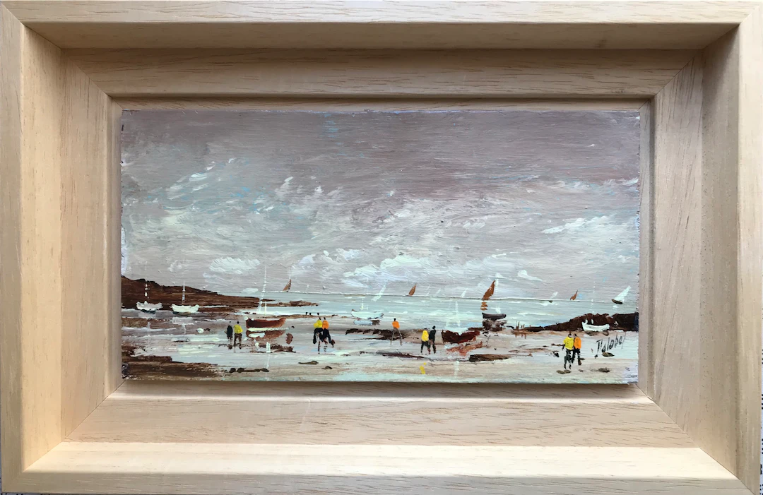 Christian DELOBEL - La plage - Huile sur panneau signée