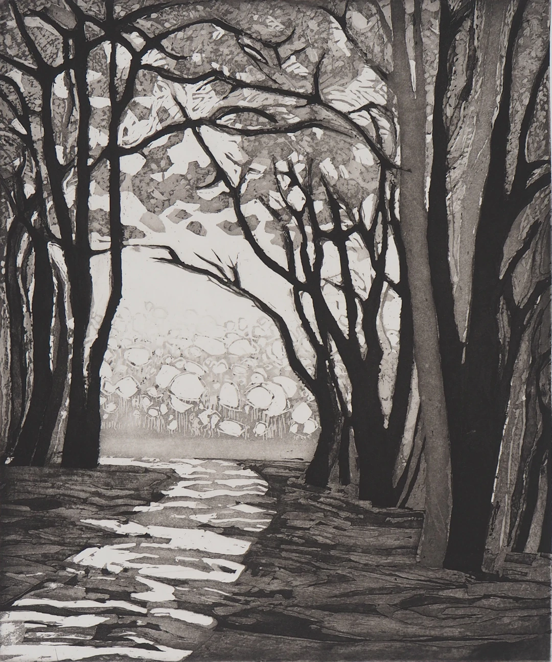 Maurice Chot-Plassot - Rivière en forêt - Gravure originale signée