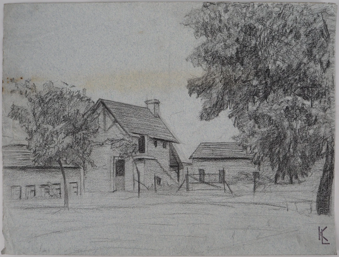 Léopold Franz KOWALSKI: Une ferme, dessin original