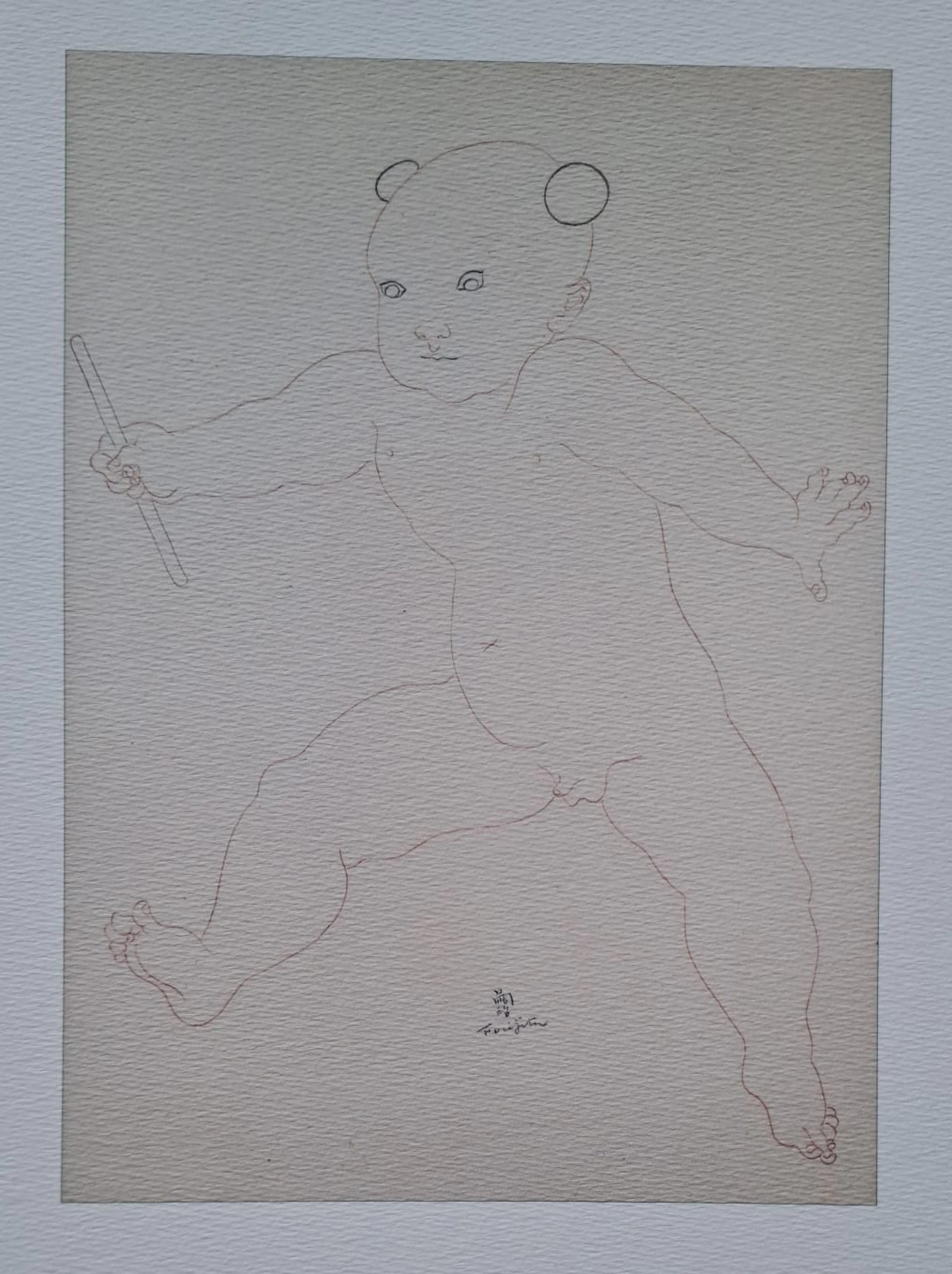 Léonard Foujita (d’après) - Le jeune guerrier au loup - Impression