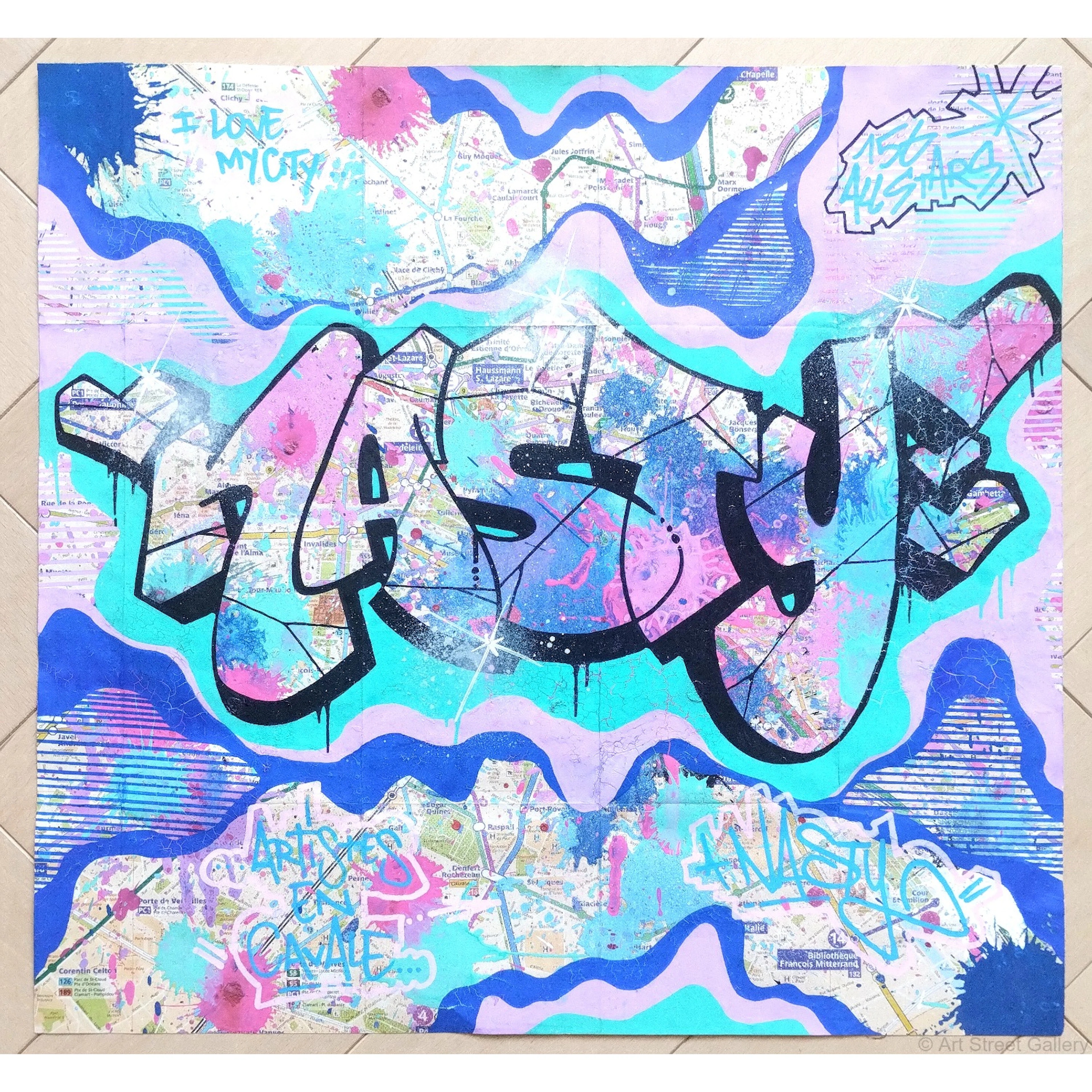 Nasty - I love my city - Peinture aérosole sur Plan de metro - Unique - 2015