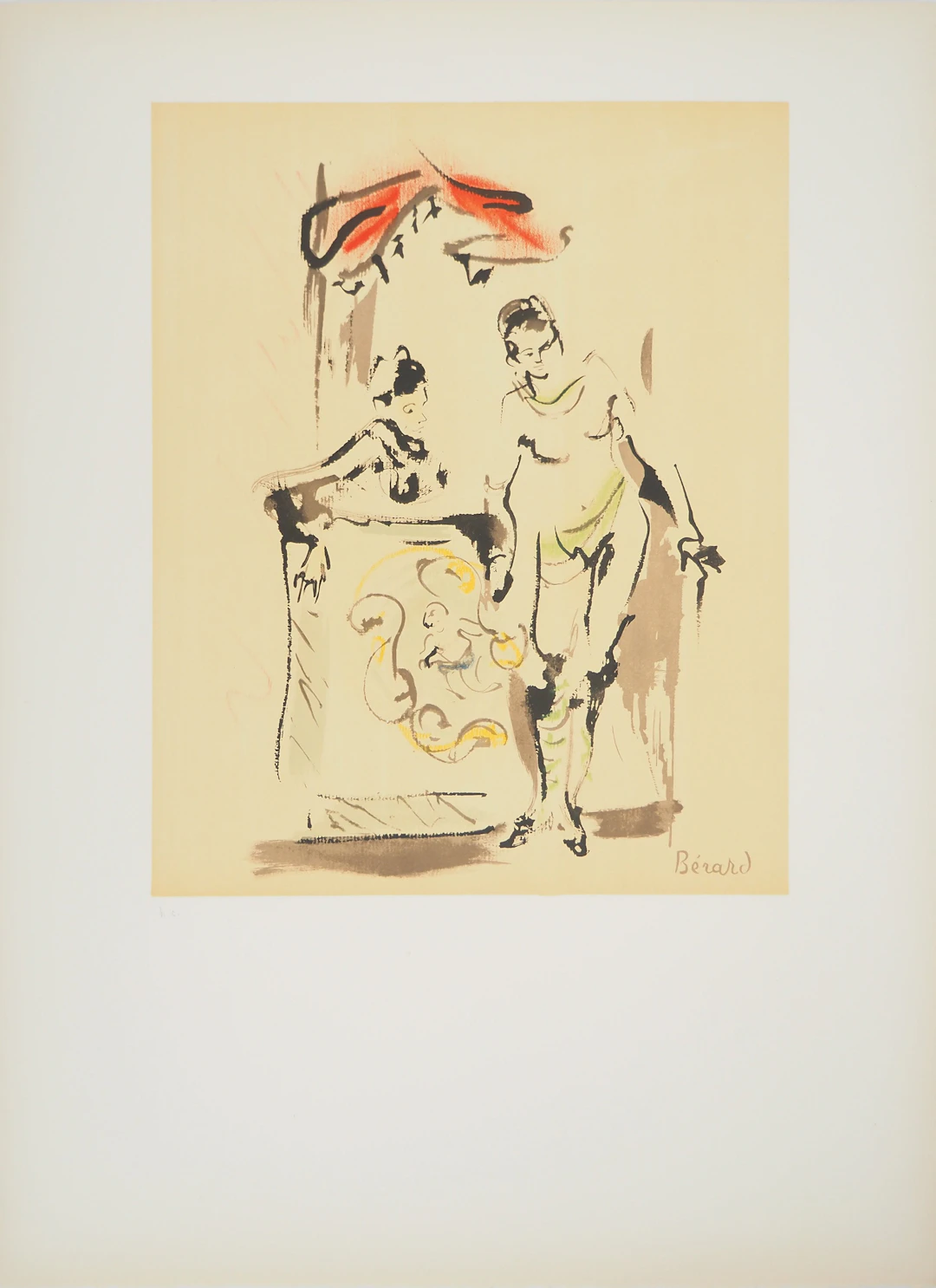 Christian BERARD : Théâtre, les comédiens, Lithographie originale signée