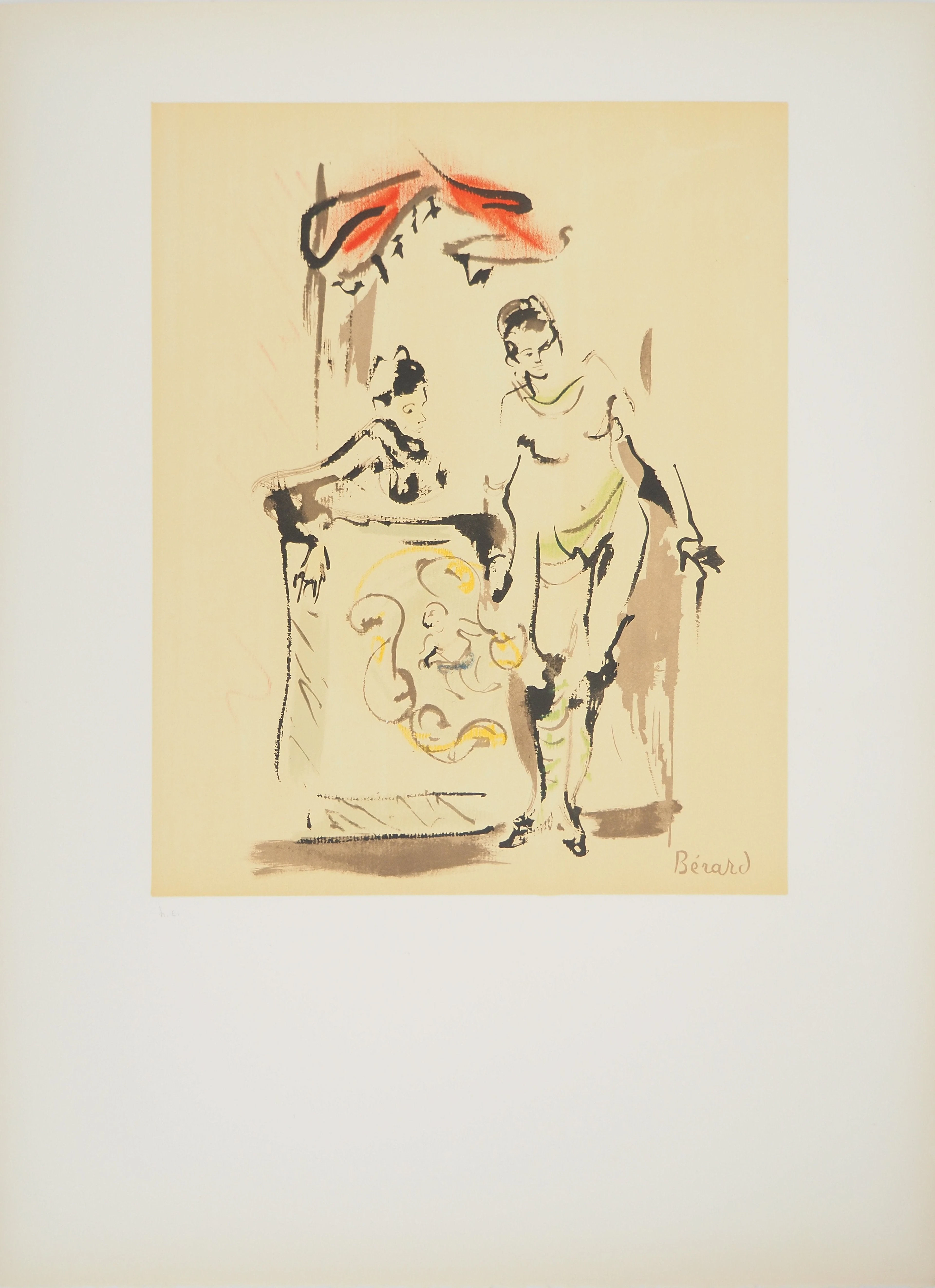 Christian BERARD : Théâtre, les comédiens, Lithographie originale signée