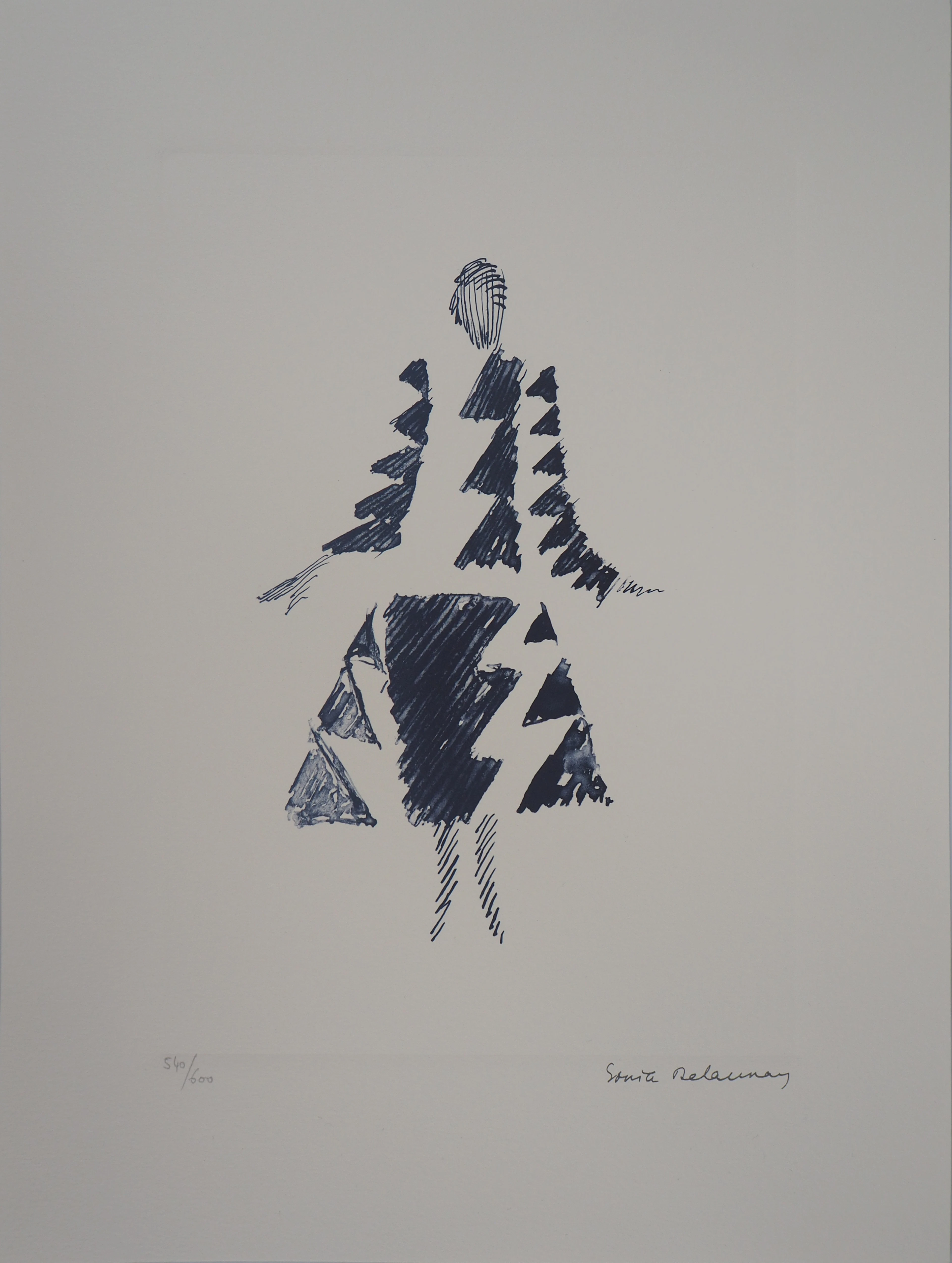 Sonia DELAUNAY (d’après) : Robe rythmes-triangles - Lithographie Signée