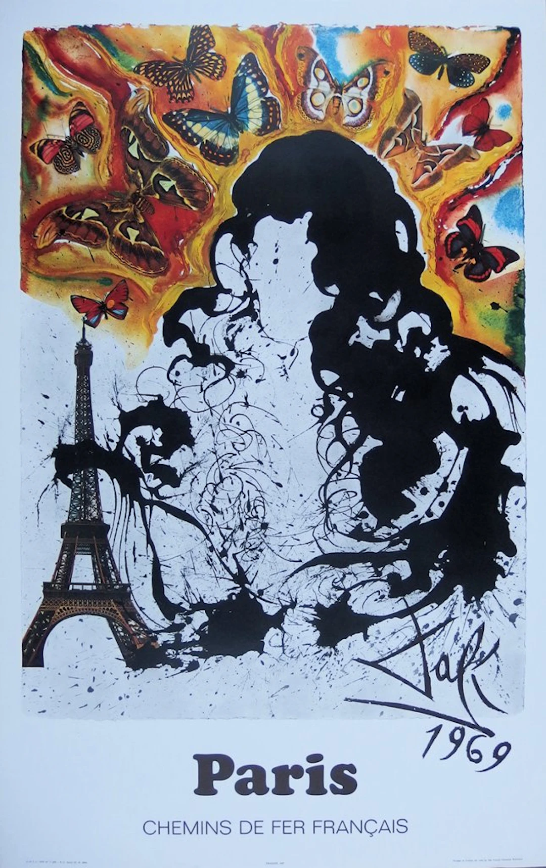 Salvador DALI : Paris - Lithographie originale signée, SNCF Grand Modèle