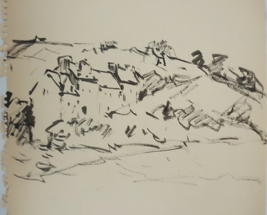 Claude BILS : Le village paisible, Dessin original
