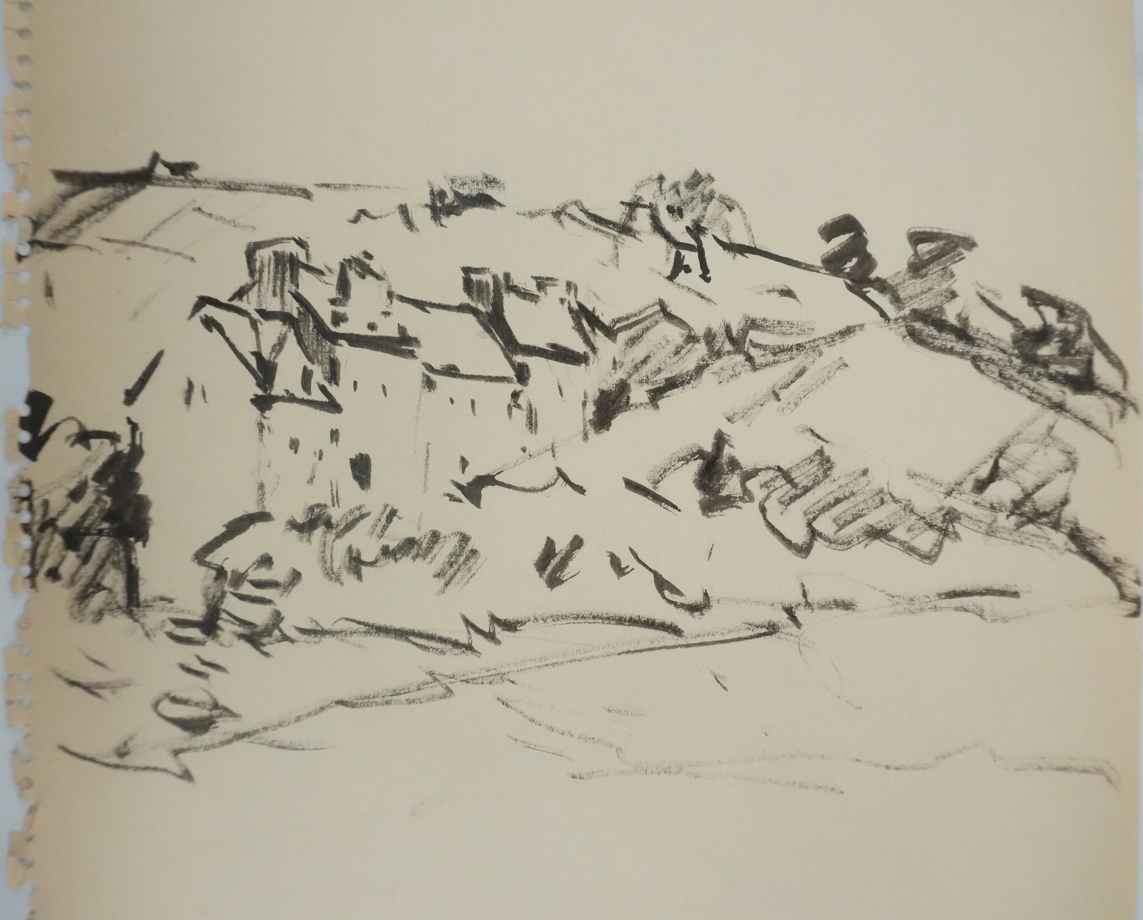 Claude BILS : Le village paisible, Dessin original