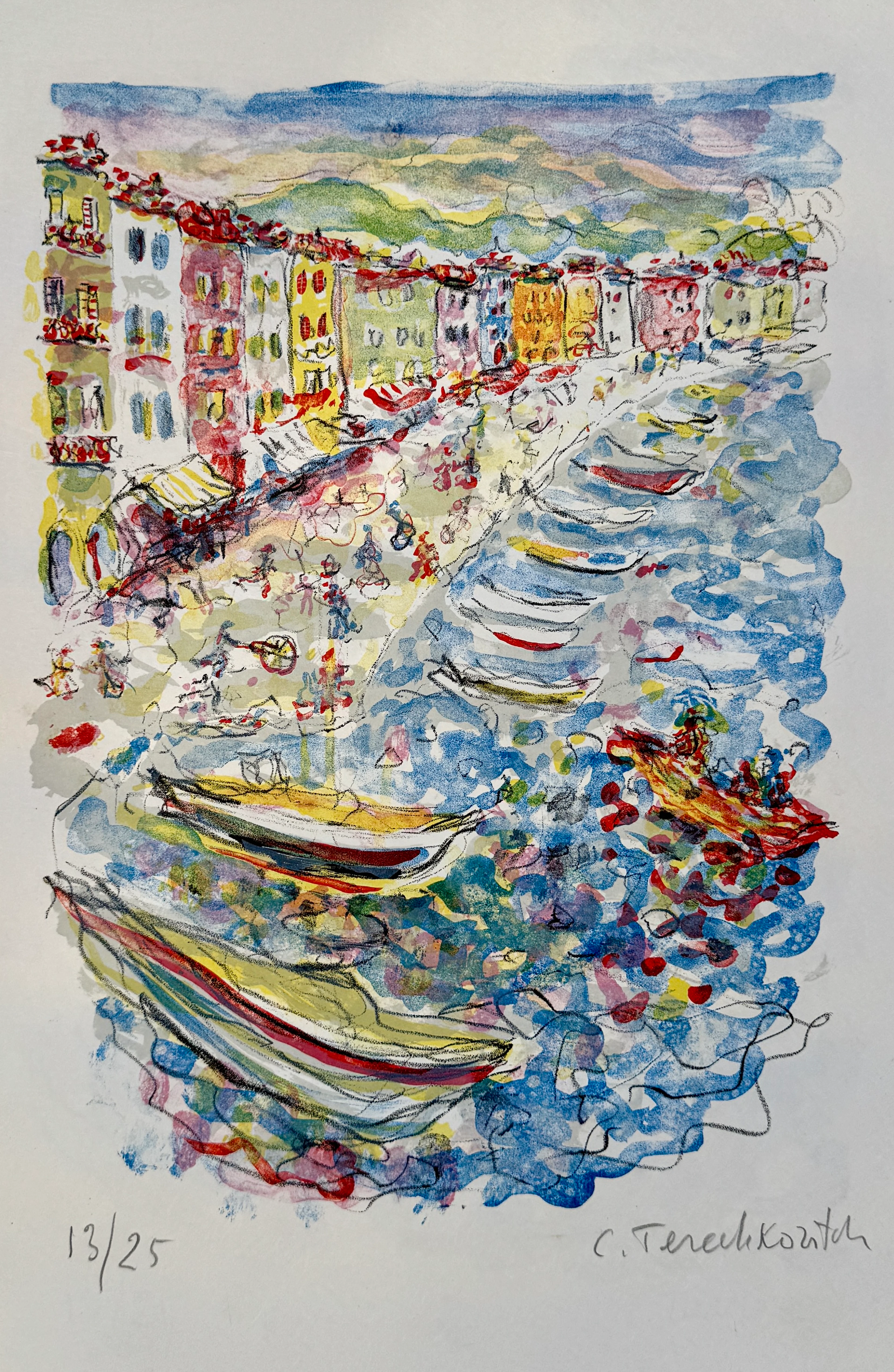Constantin Terechkovitch - Le port de Nice - Lithographie originale