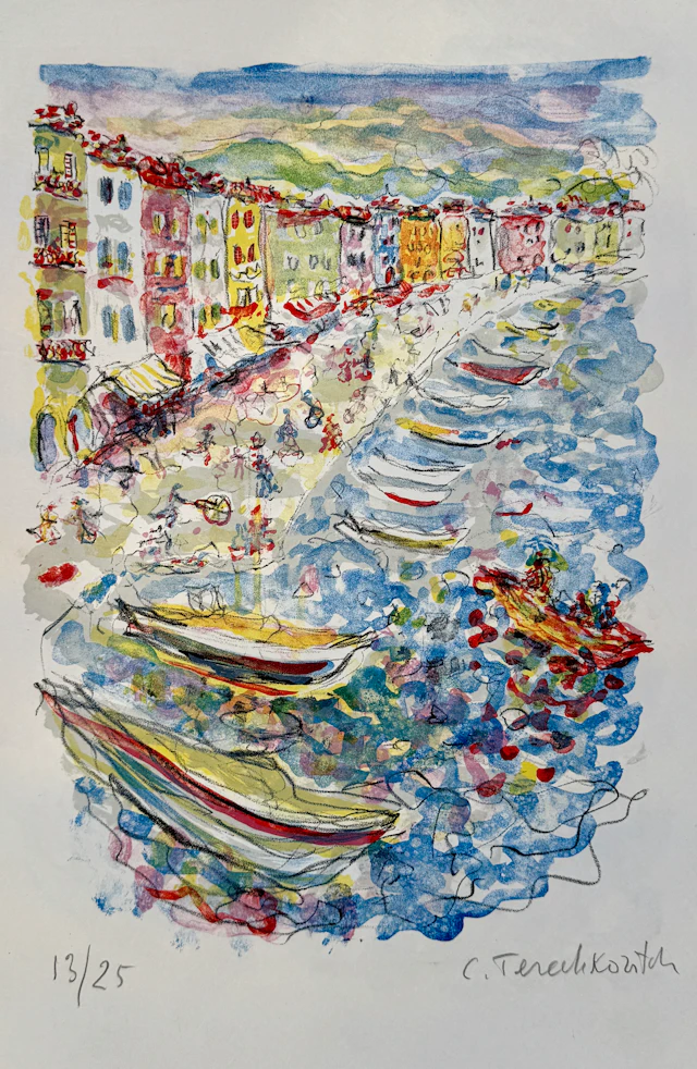 Constantin Terechkovitch - Le port de Nice - Lithographie originale