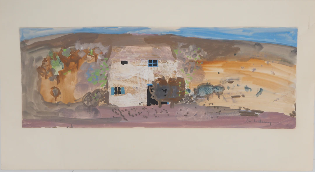 Michel Henry - Provence : Mas dans la Garrigue - Dessin aquarelle