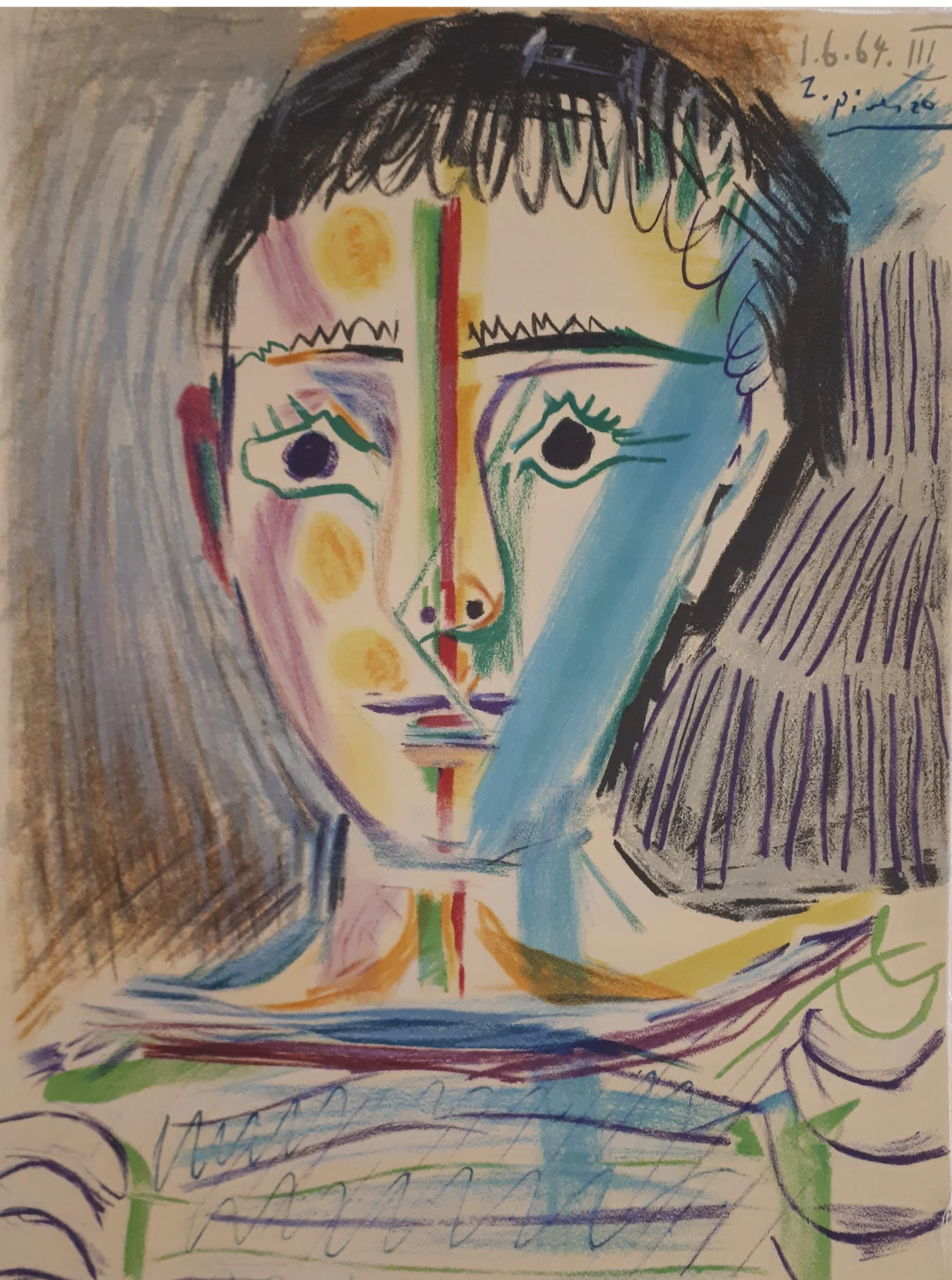 Pablo PICASSO (d’après): Homme en marinière, Lithographie Signée