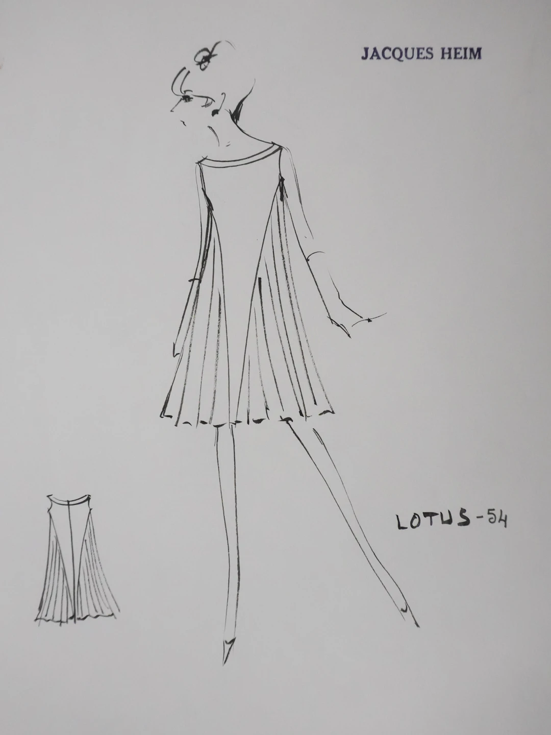 Jacques HEIM : Robe Lotus, Dessin original signé