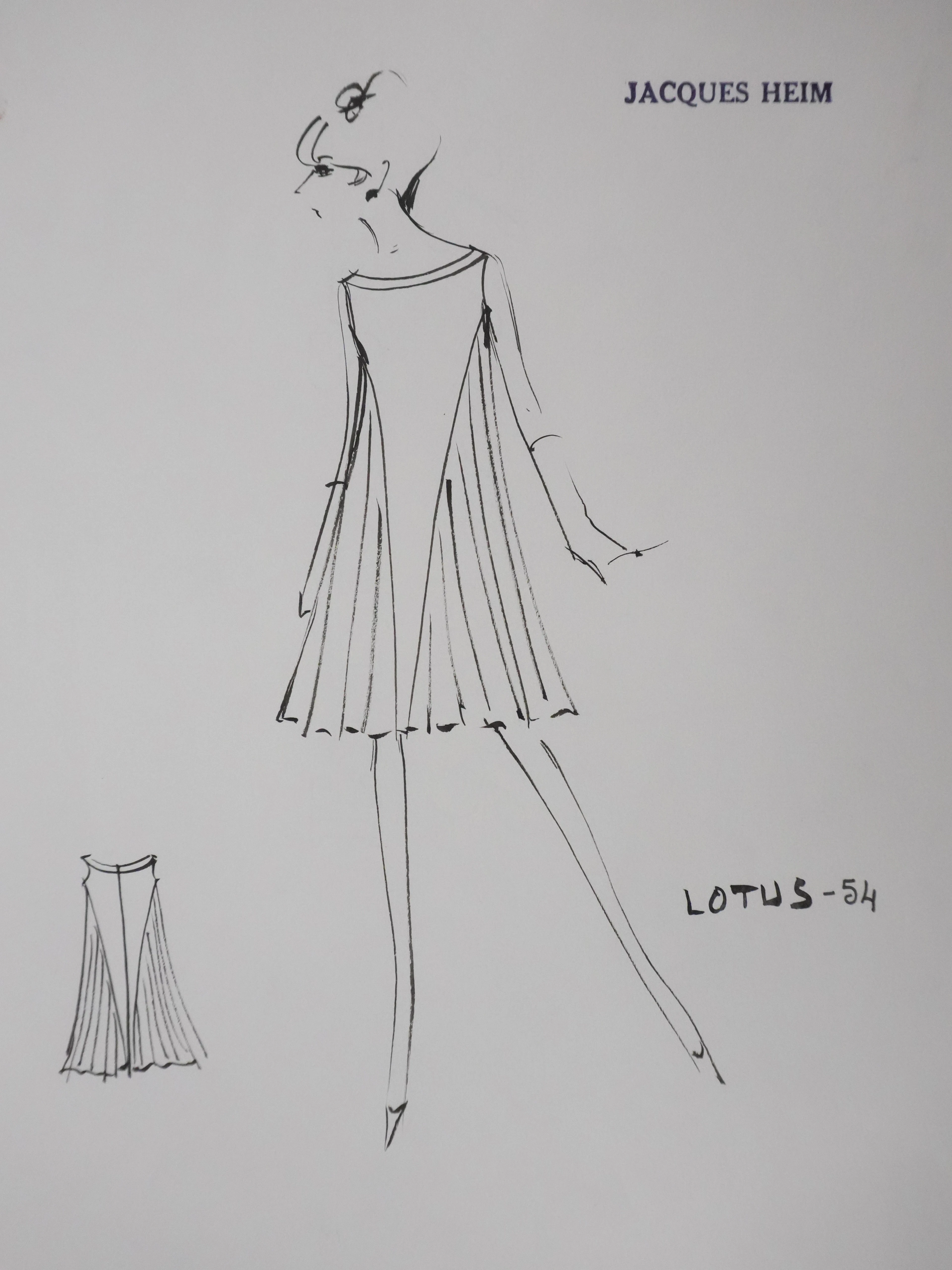 Jacques HEIM : Robe Lotus, Dessin original signé