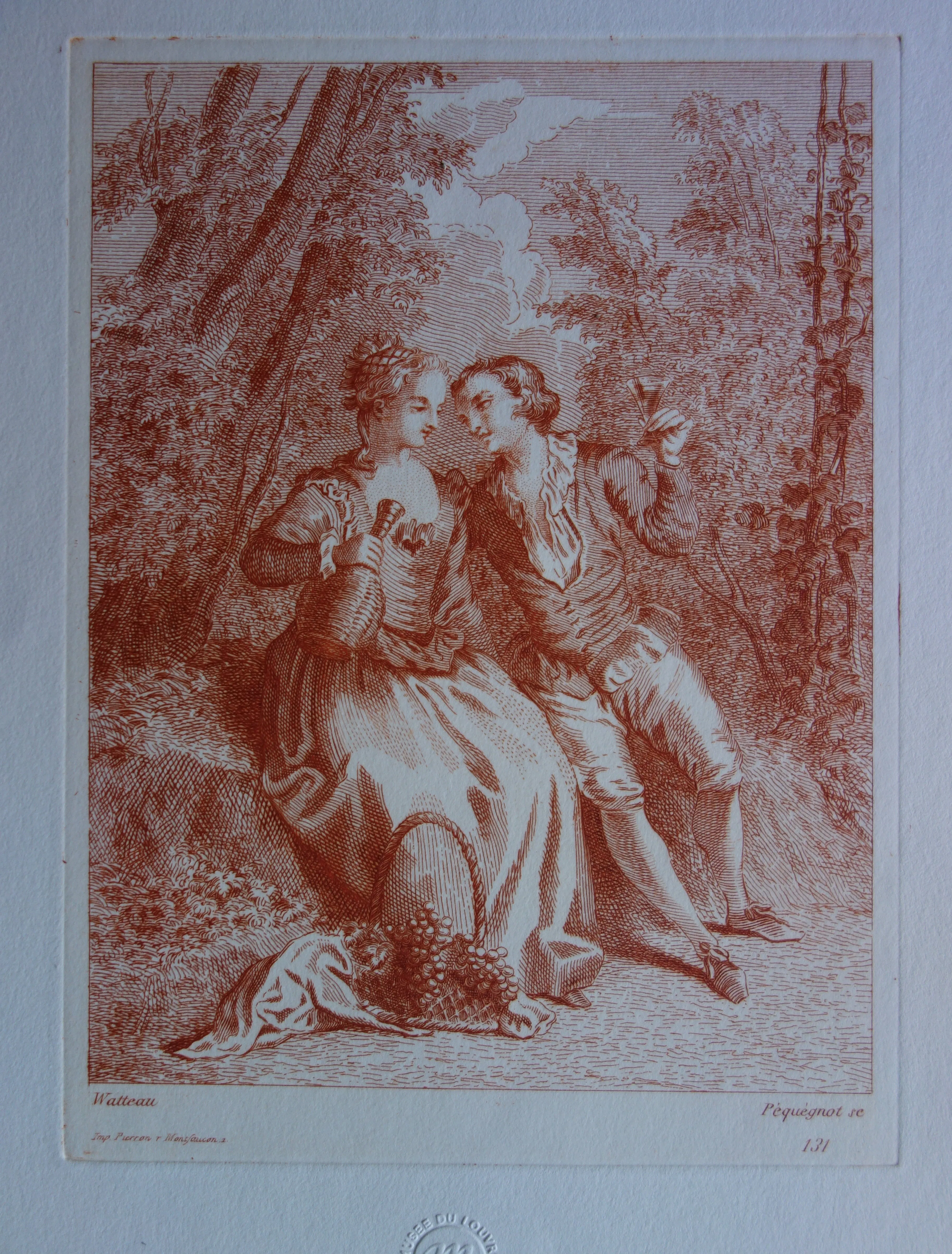 Antoine WATTEAU (d’après) - Scène champêtre en forêt - Gravure
