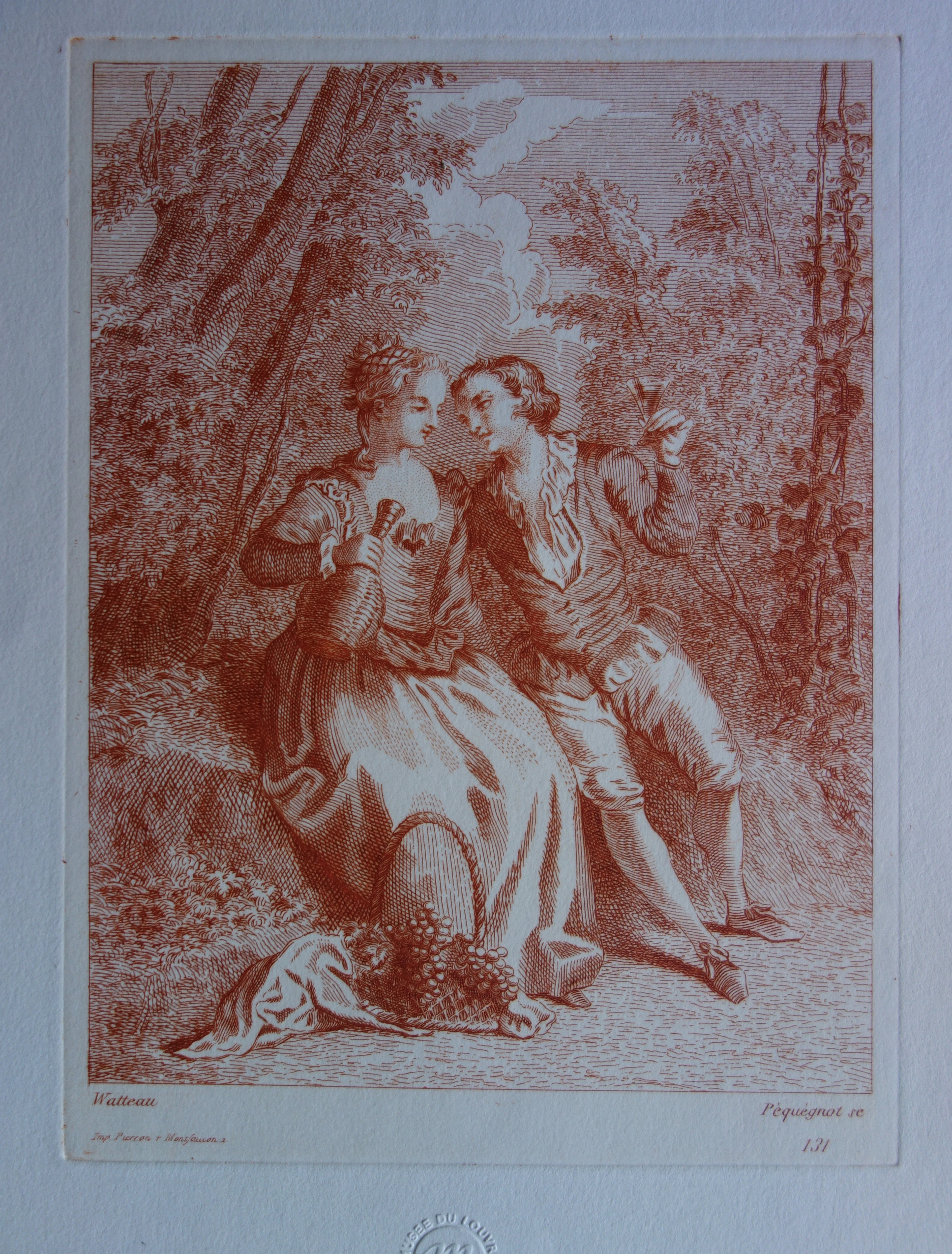 Antoine WATTEAU (d’après) - Scène champêtre en forêt - Gravure
