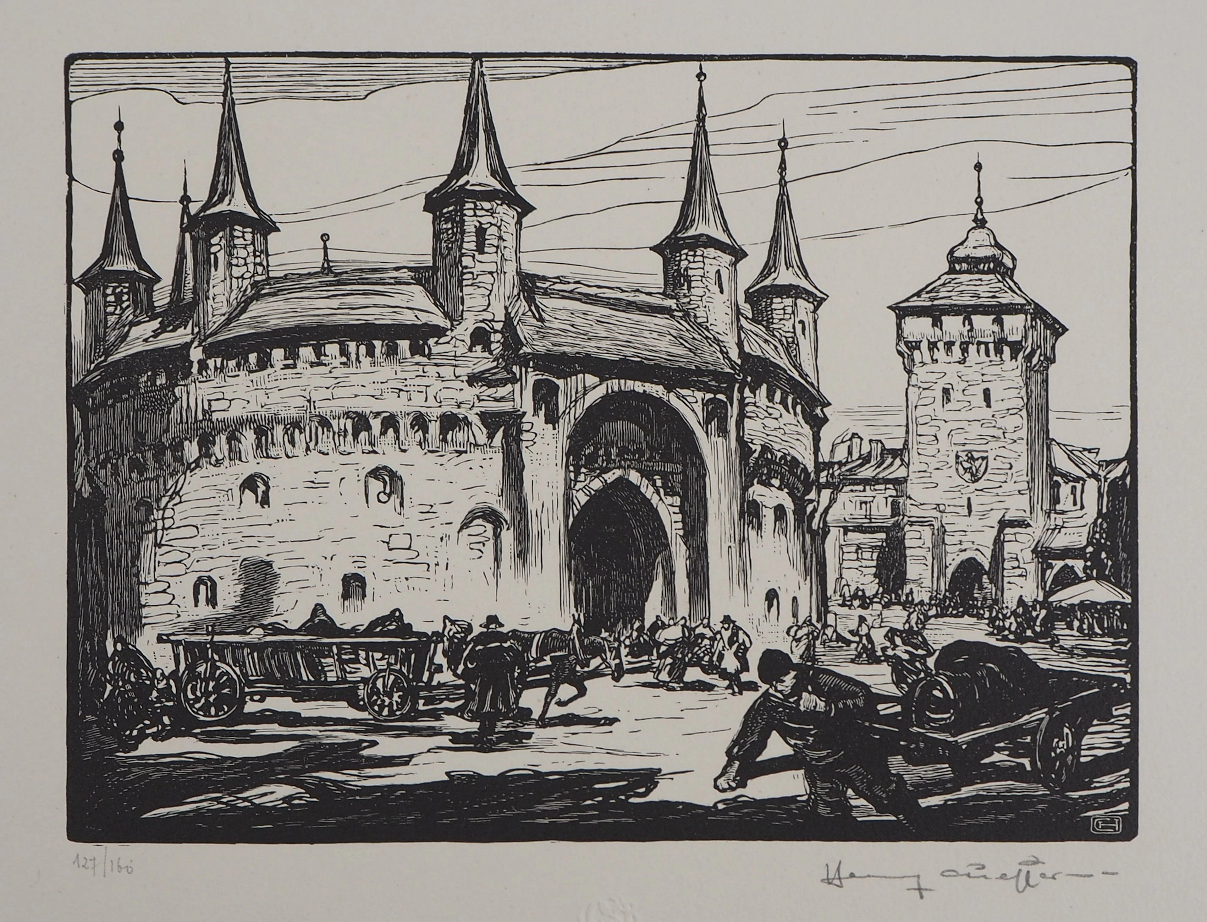 Henry CHEFFER : Pologne: Cracovie. Le Rondel, Château, 1924 - Bois