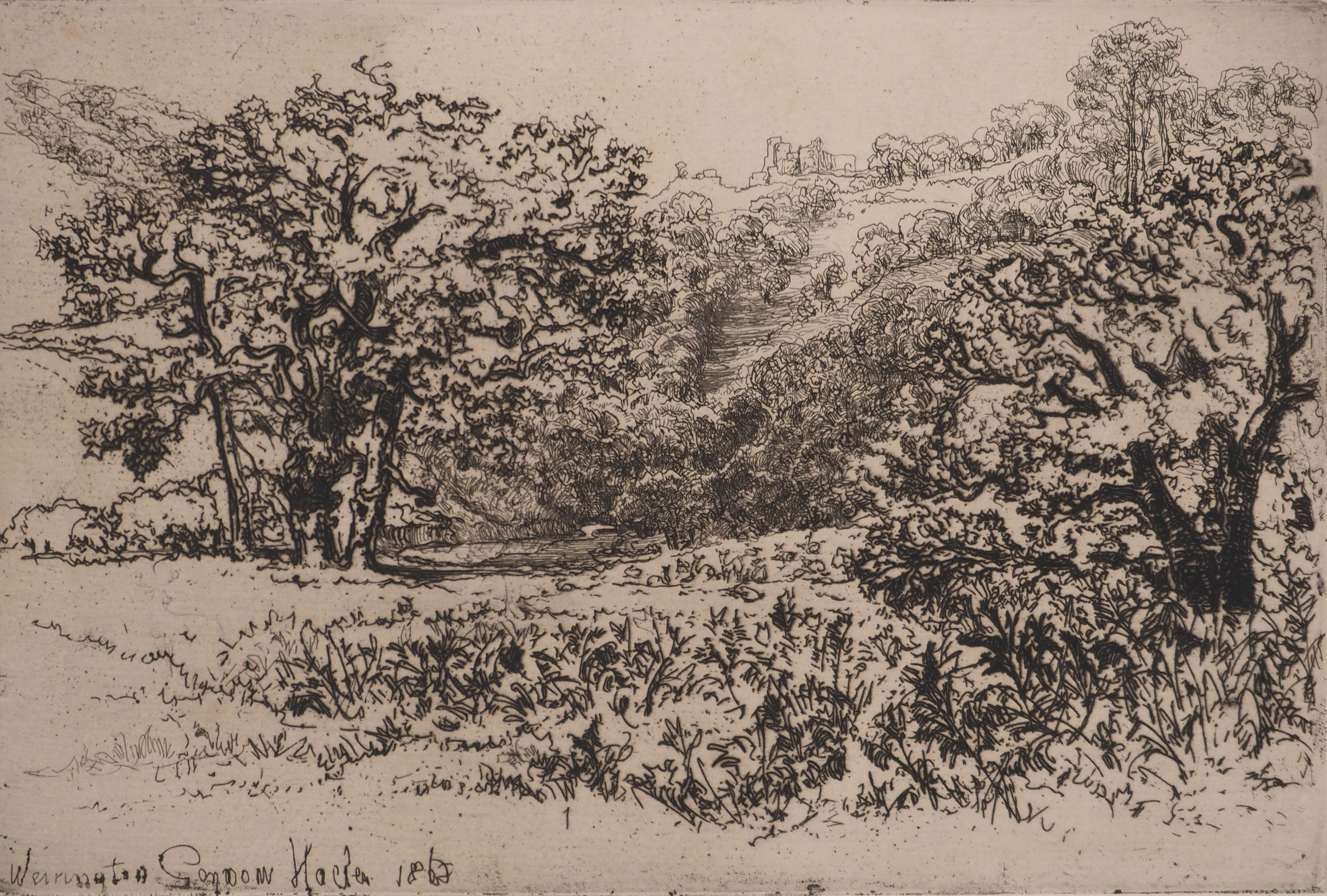 Francis SEYMOUR-HADEN : La Rookery, Gravure originale signée