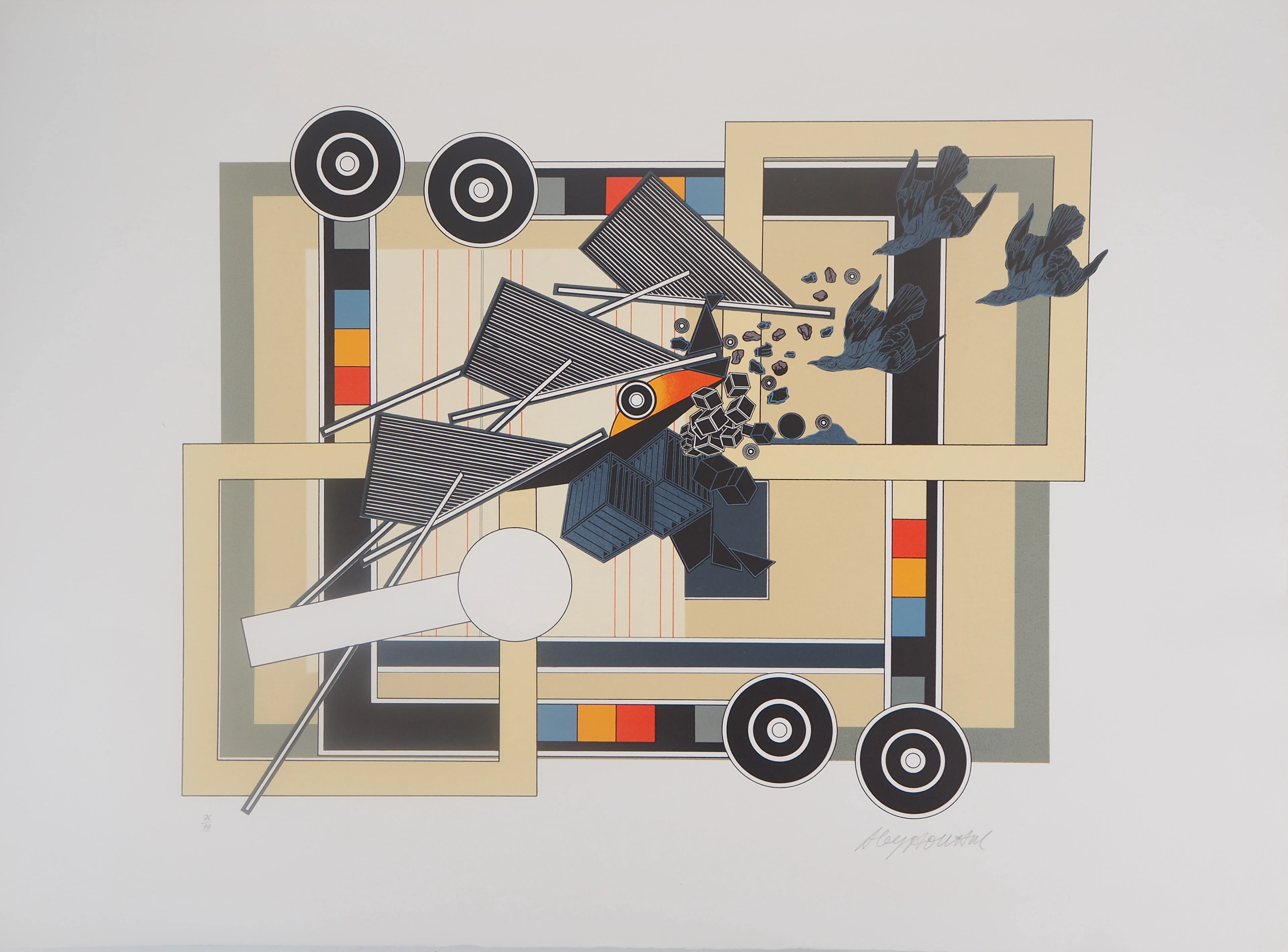 Alain LE YAOUANC : Tandem - Lithographie Originale Signée