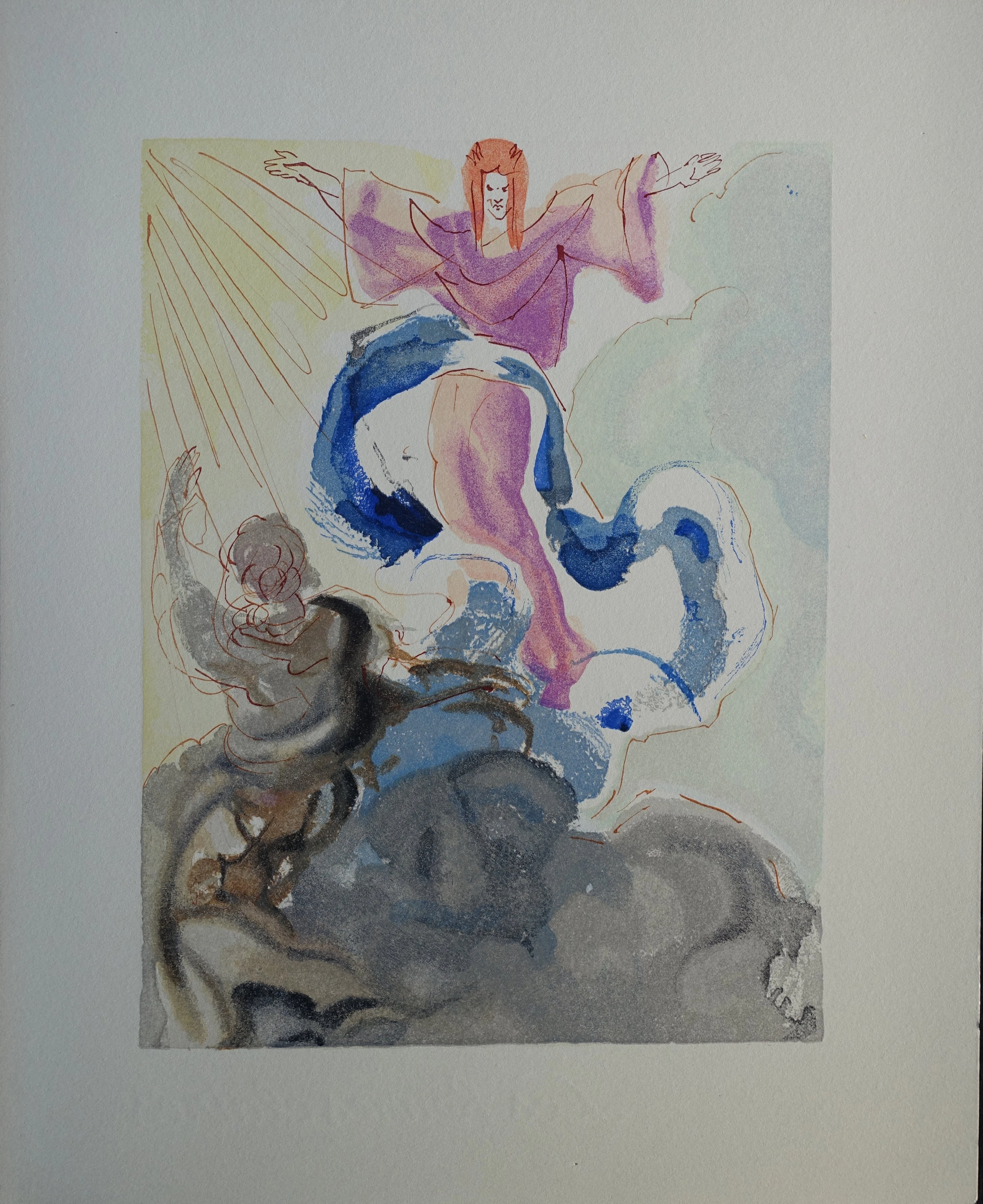 Salvador DALI : Le premier ciel, Bois gravé original