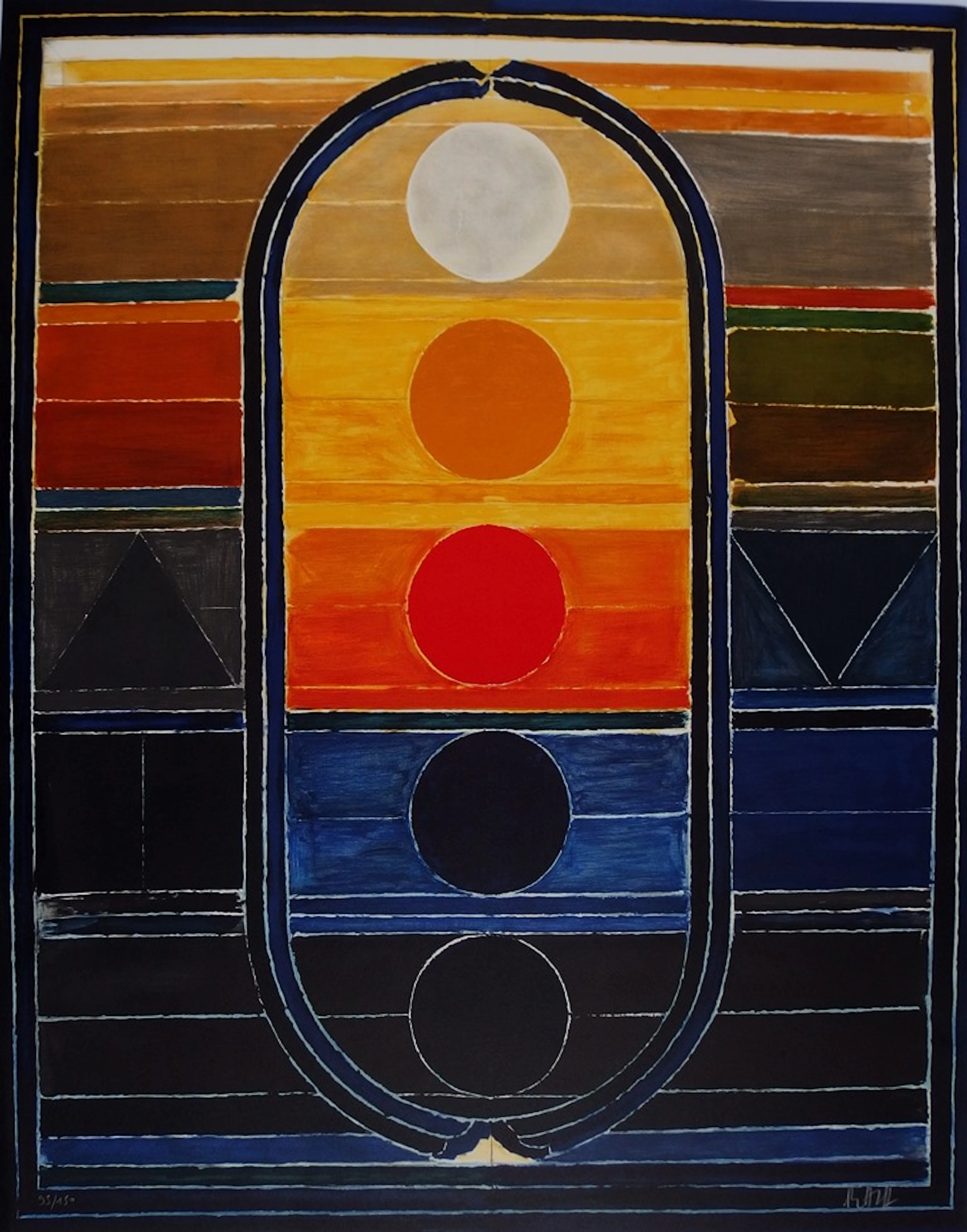 Sayed Haider RAZA - Cinq éléments, Lithographie originale signée