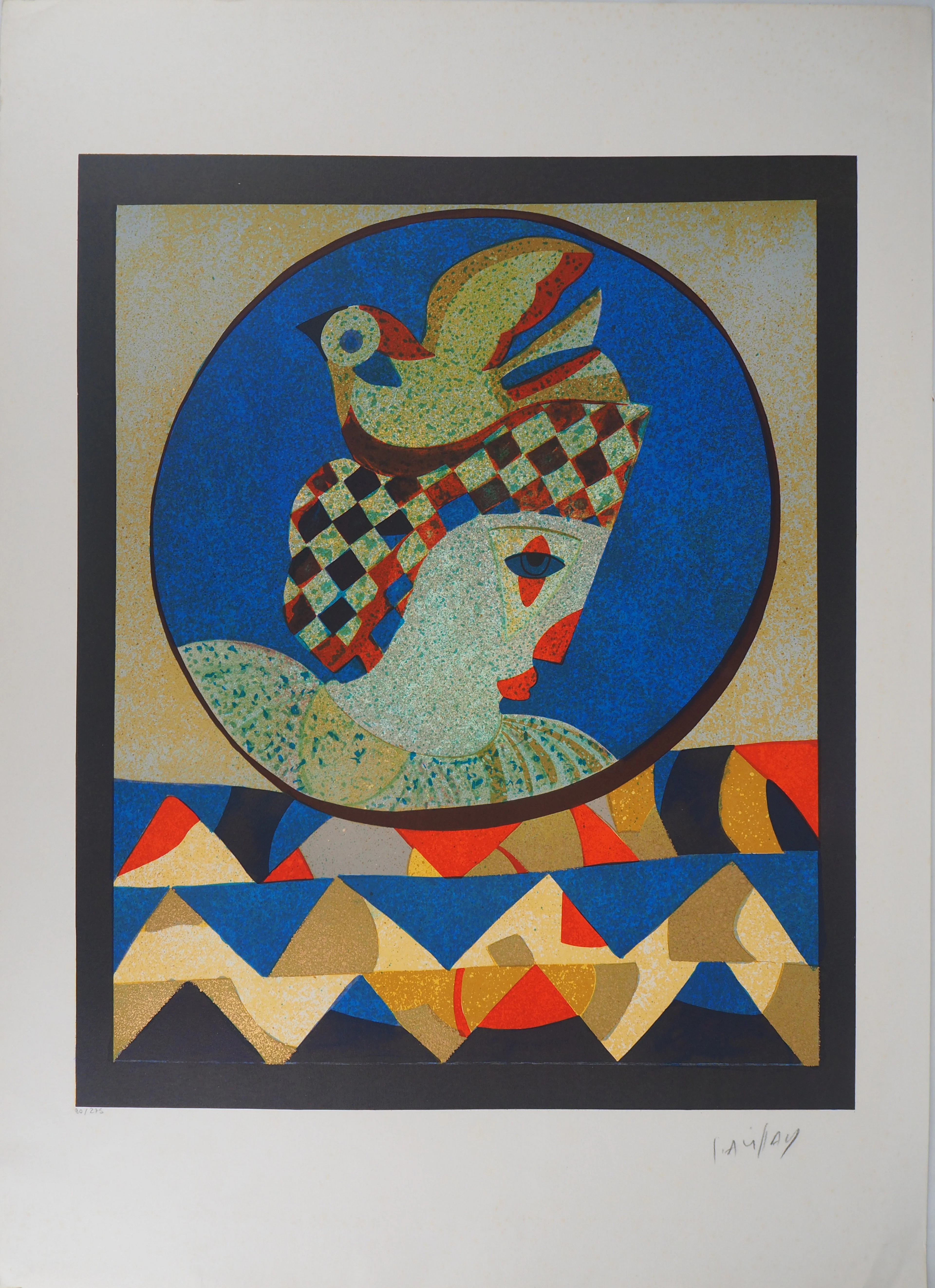 Simon AVISSAR : Le Clown - Lithographie originale signée