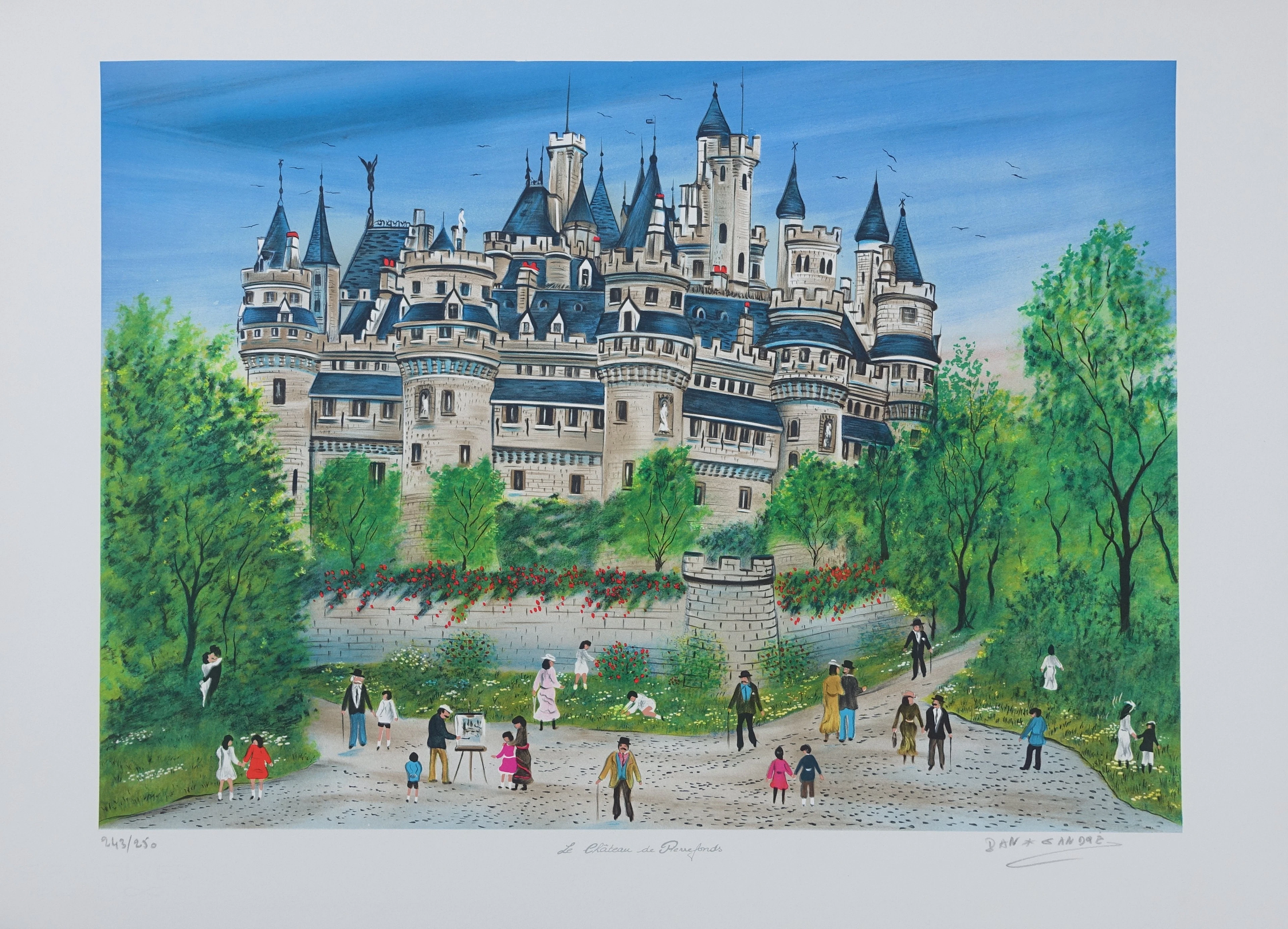 Dan GANDRE : le château de Pierrefonds, Lithographie originale