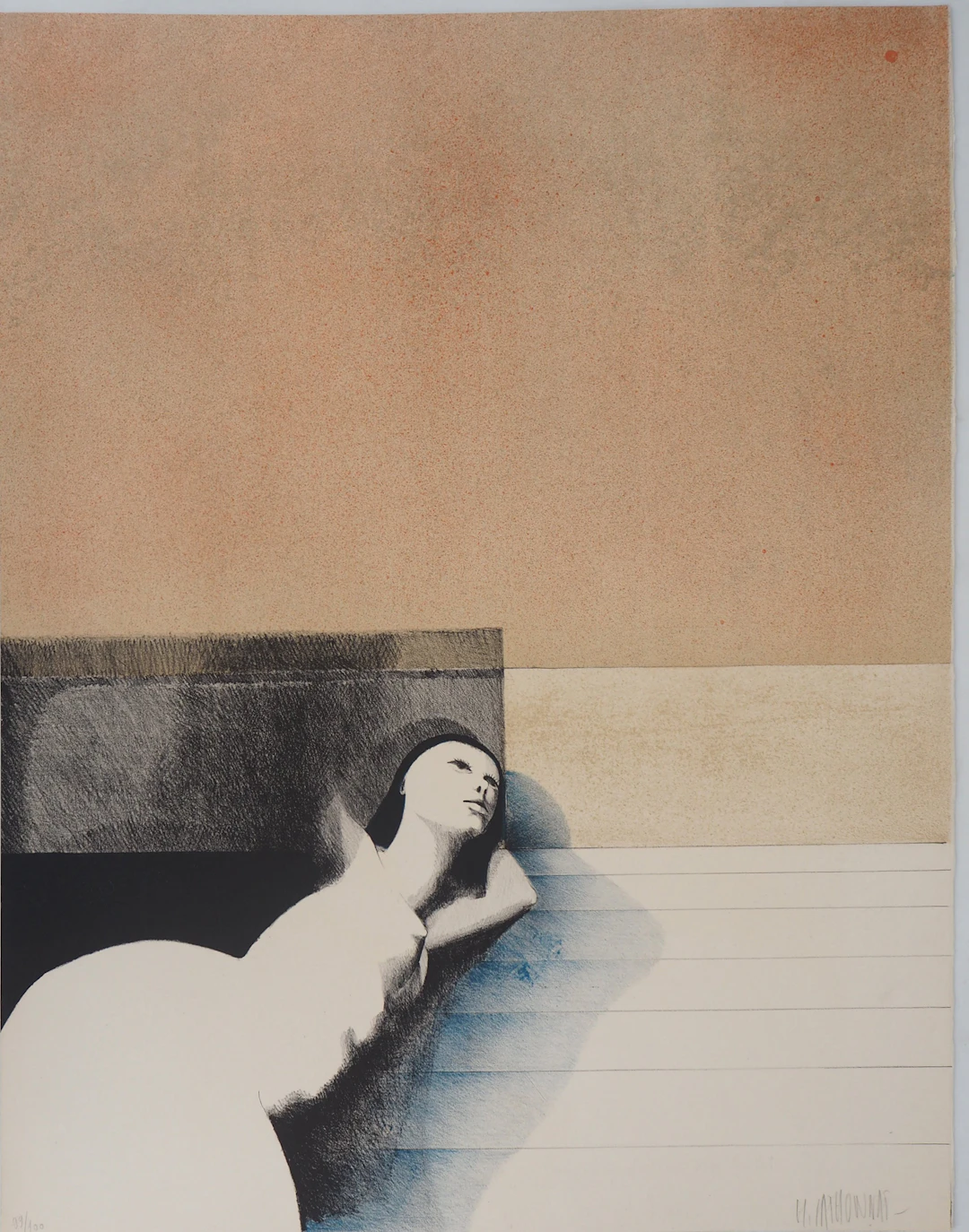 Michel MATHONNAT - Femme lascive - Lithographie originale signée