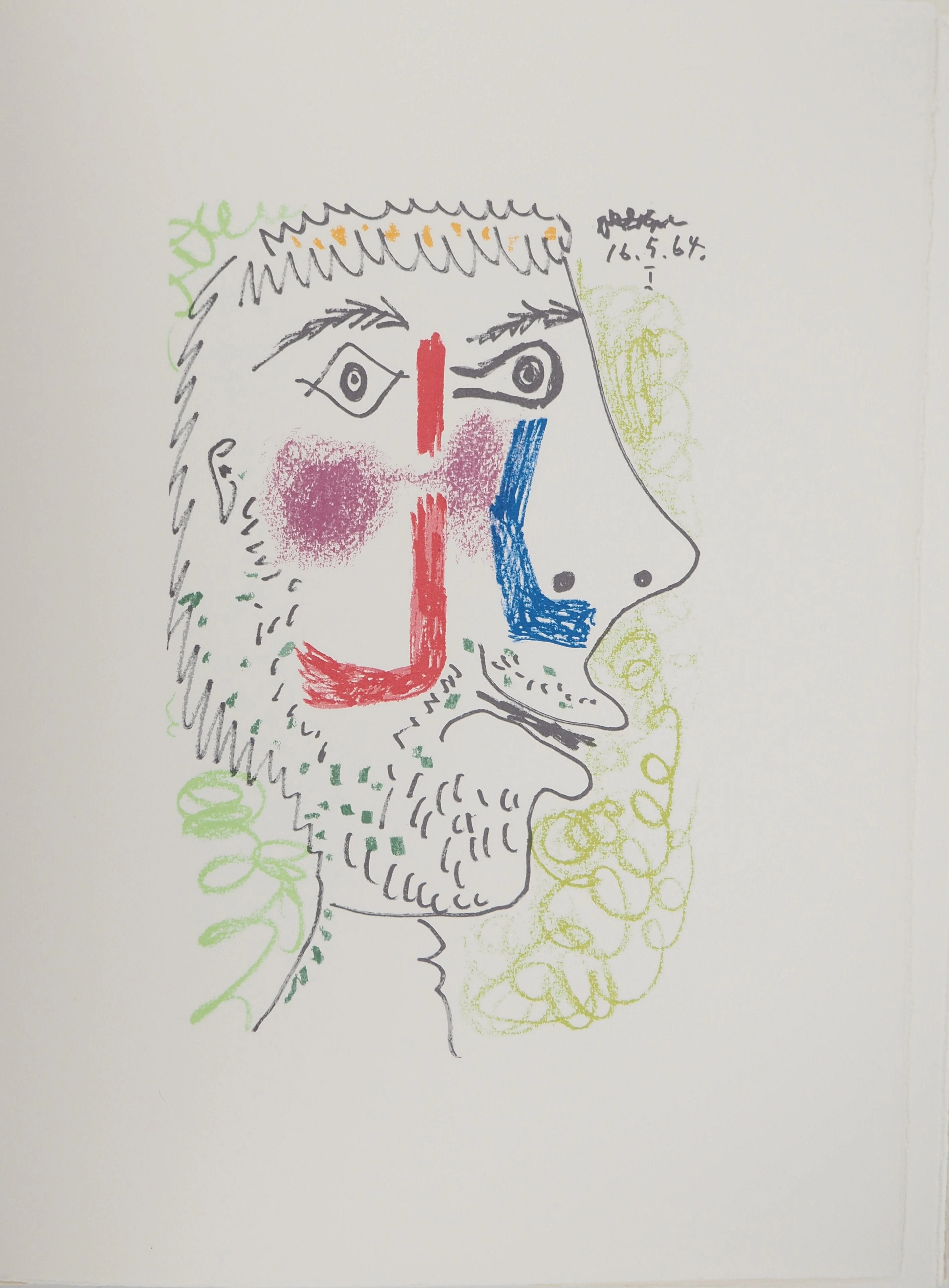 Pablo PICASSO : Le Goût du Bonheur, Jeune homme de profil, Lithographie