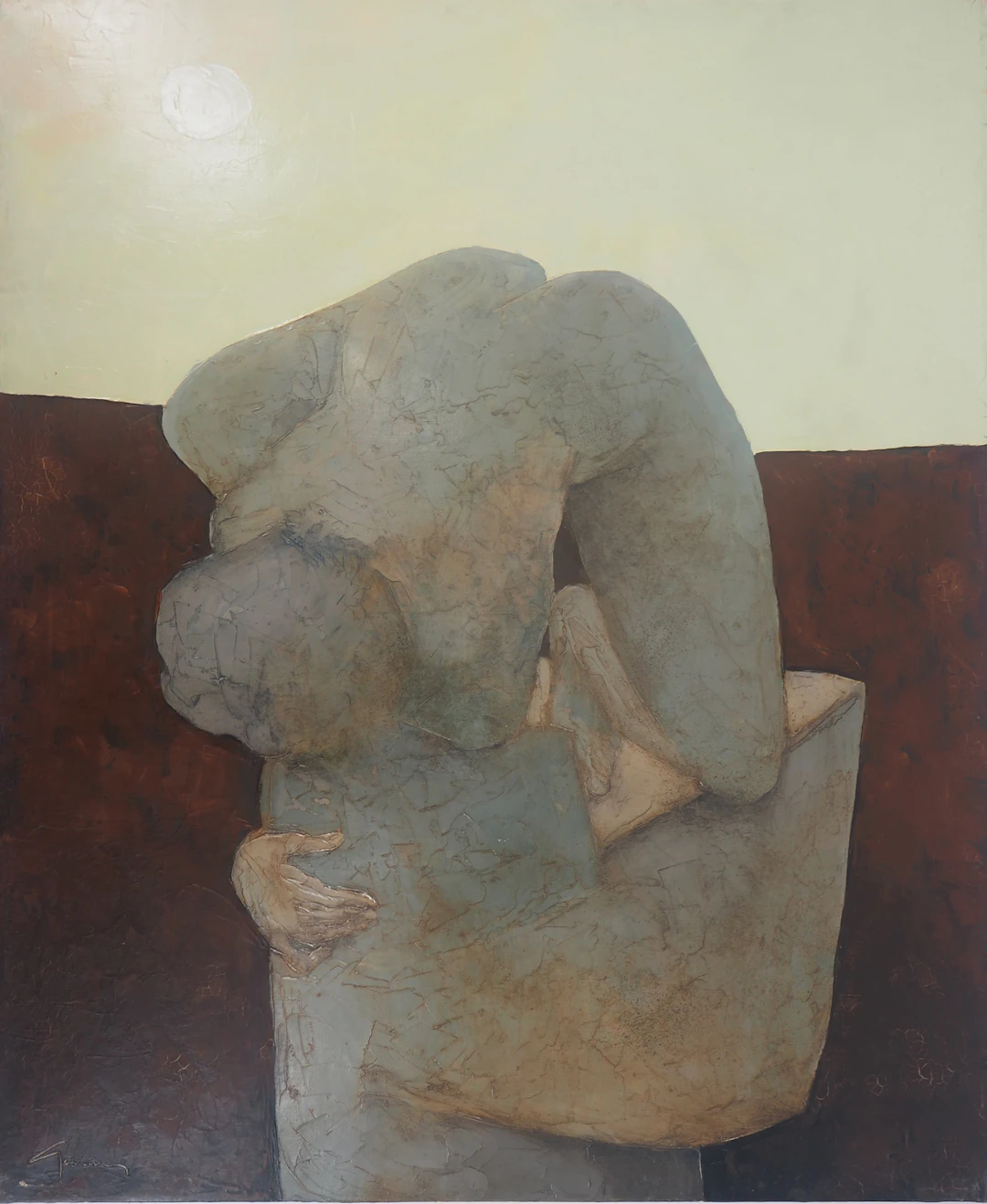 Claude GAVEAU : Hommage au Nu Antique - Huile sur toile, signée