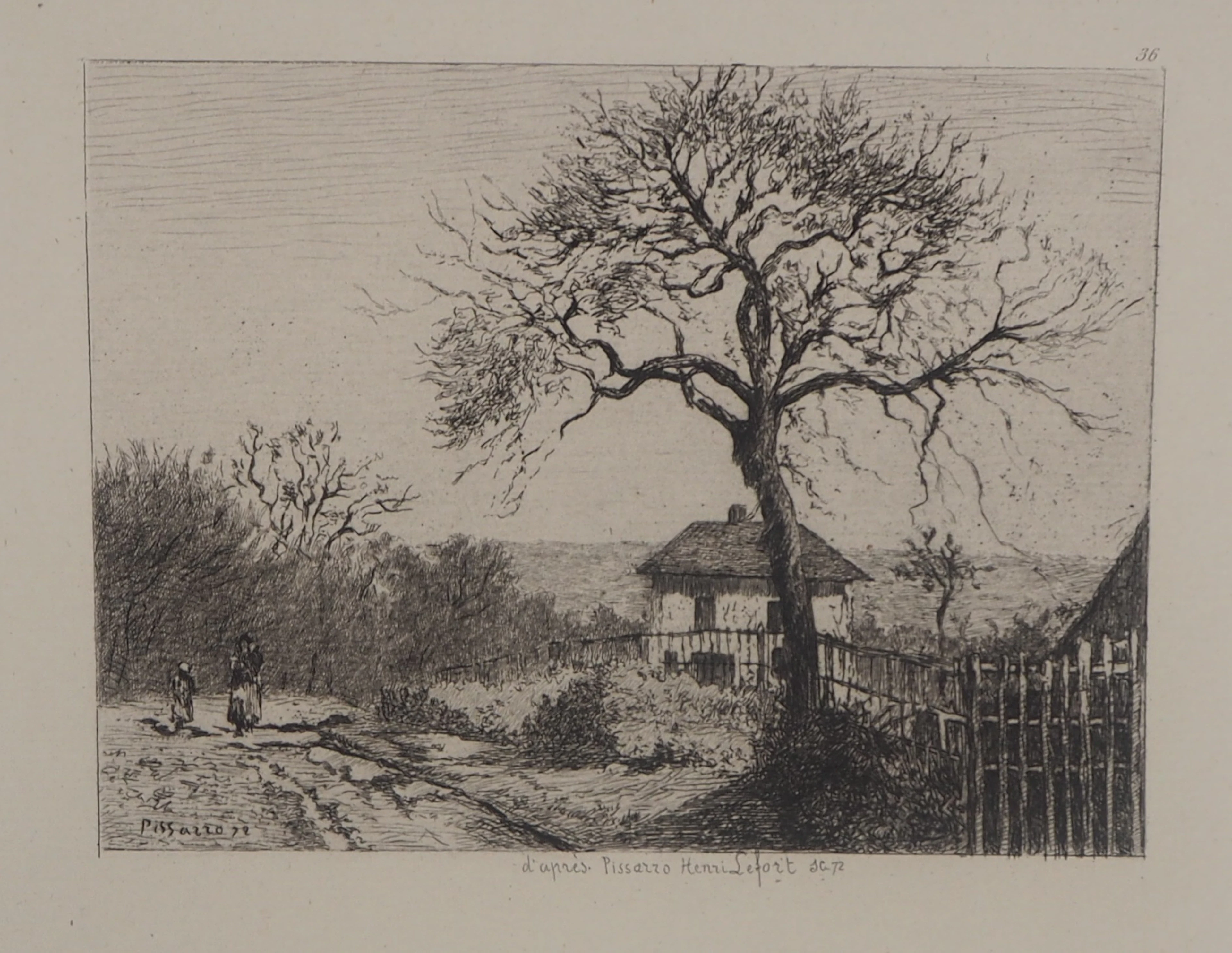 Camille PISSARRO - Vieille maison en Normandie, 1873 - Gravure signée