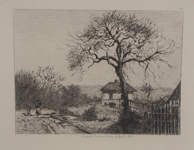 Camille PISSARRO - Vieille maison en Normandie, 1873 - Gravure signée