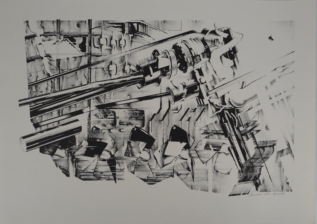 Francisco MELO : Composition futuriste - Lithographie originale signée