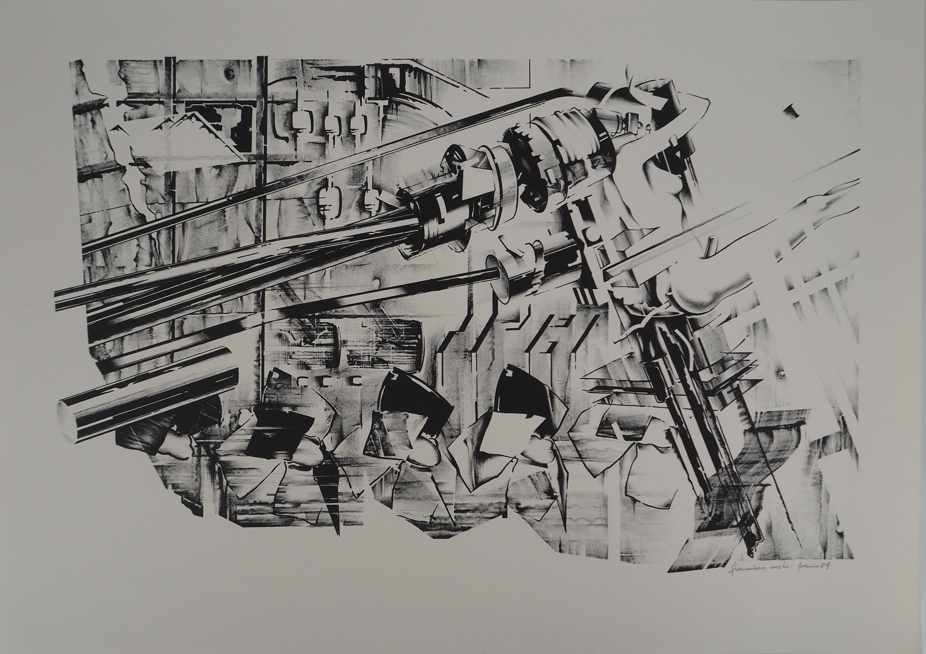 Francisco MELO : Composition futuriste - Lithographie originale signée