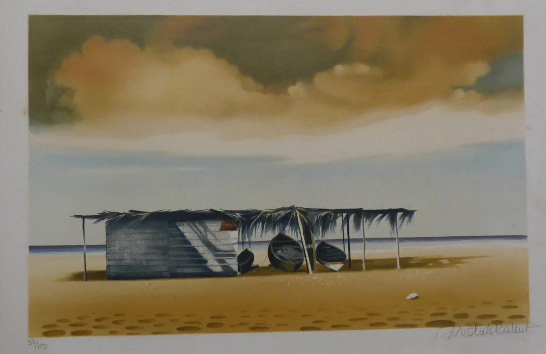 Michèle BATTUT - Cabanon sur la Plage, 1989 - Lithographie originale