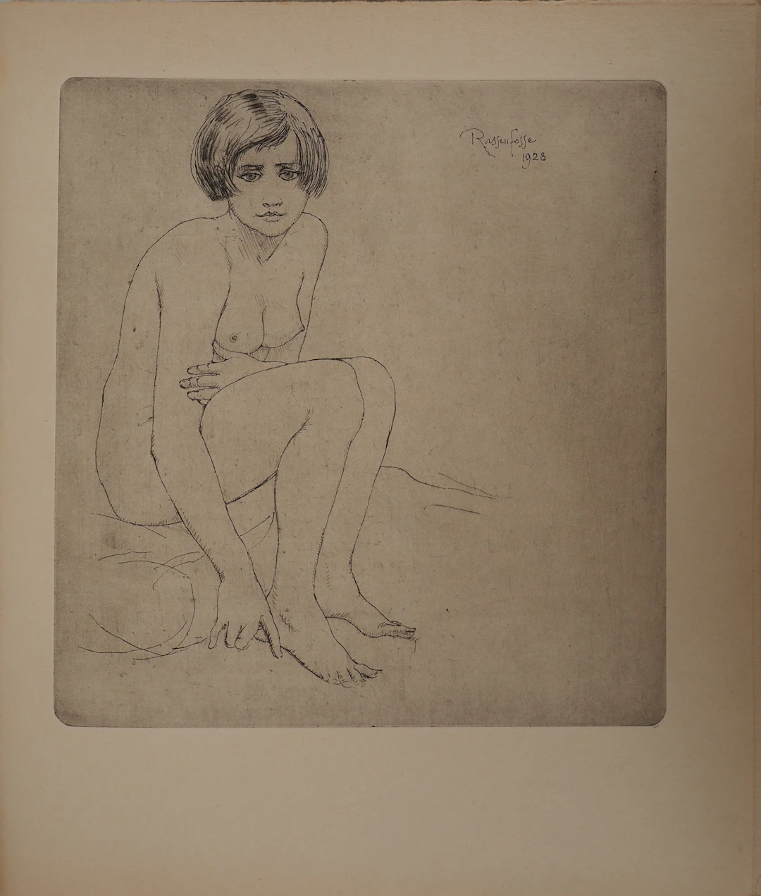 Armand RASSENFOSSE : Nu au cheveux courts, Gravure originale signée